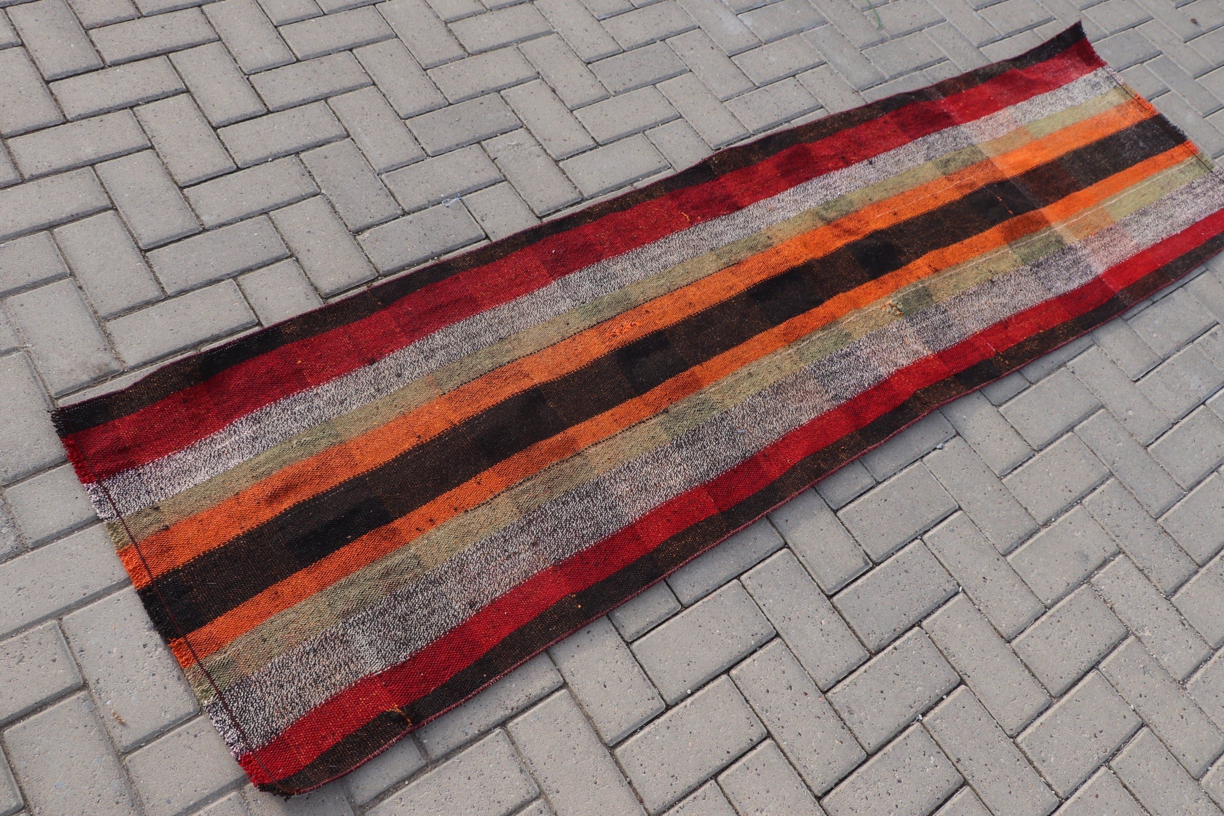 Corridor Rug, 2.1x7.4 ft Runner Rug, Wool Rug, Old Rug, Rugs for Runner, Kilim, Turkish Rug, Vintage Rug, Green Wool Rug, Anatolian Rug