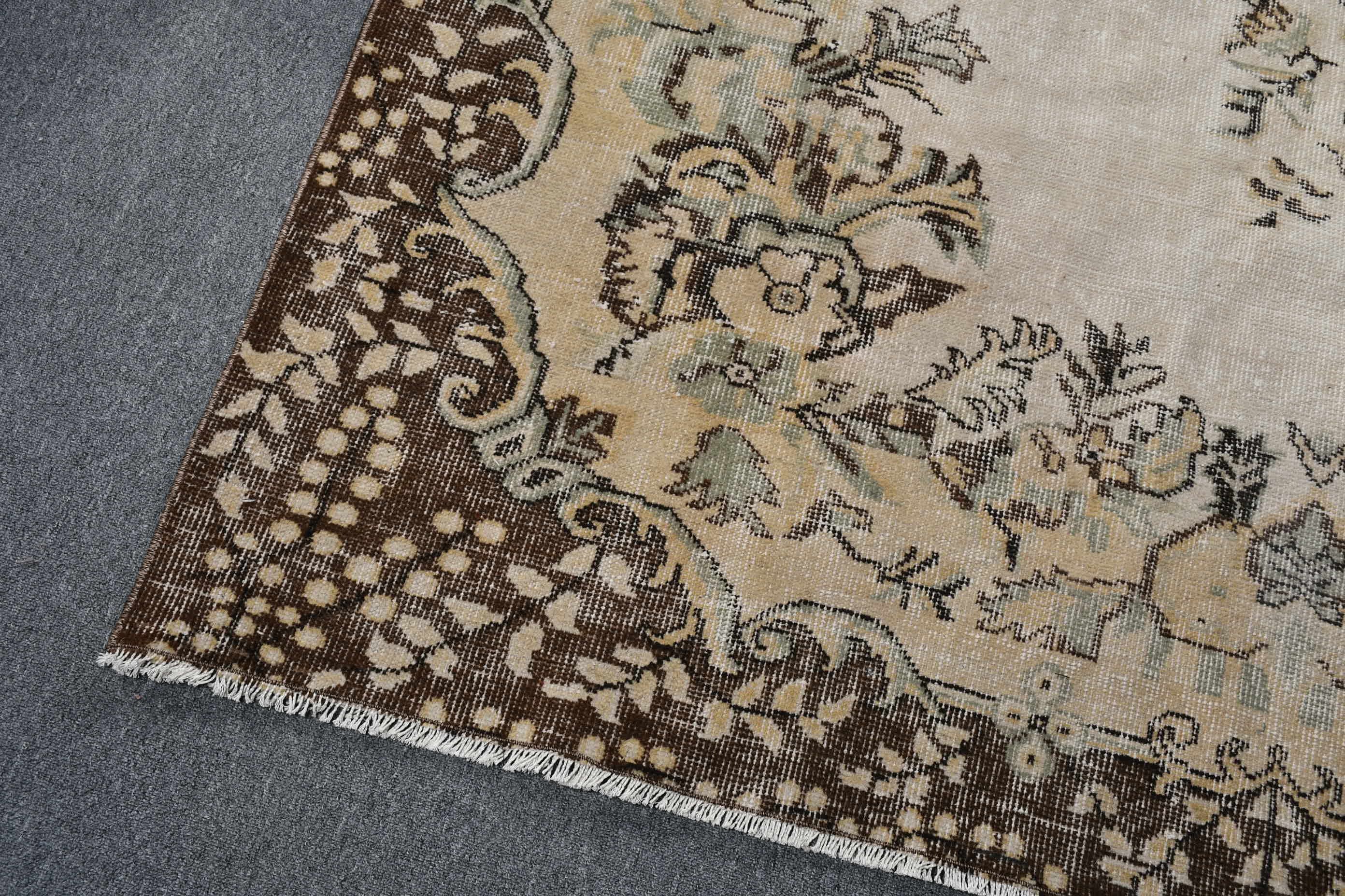 Bedroom Rug, Living Room Rug, Cute Rug, Antique Rug, Vintage Rug, Beige Floor Rug, Turkish Rugs, Oushak Rugs, 5.9x9.4 ft Large Rugs