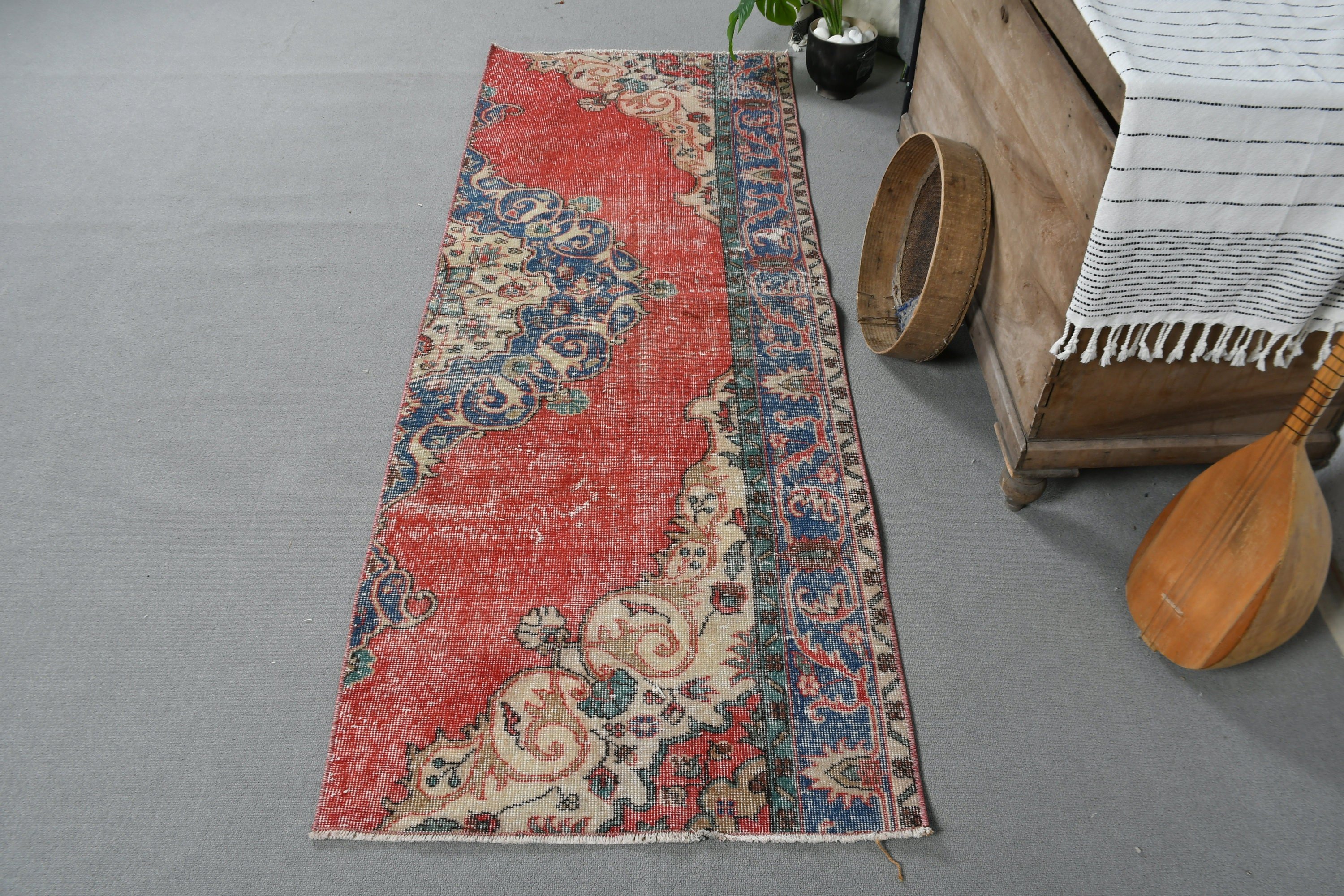 Old Rug, Red Home Decor Rug, Kitchen Rug, Rugs for Hallway, Vintage Rug, Hallway Rug, Anatolian Rugs, 2.6x7.2 ft Runner Rug, Turkish Rug