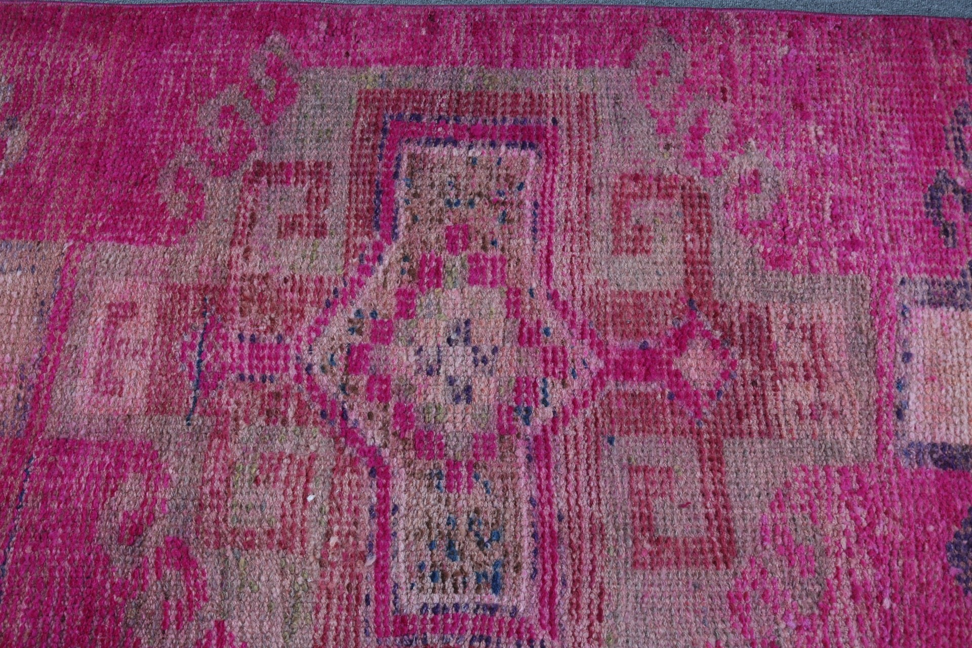 Organik Halı, Mutfak Halısı, Ev Dekor Halıları, Türk Halısı, 2.7x9.4 ft Runner Halısı, Merdiven Halısı, Pembe Ev Dekor Halısı, Vintage Halı