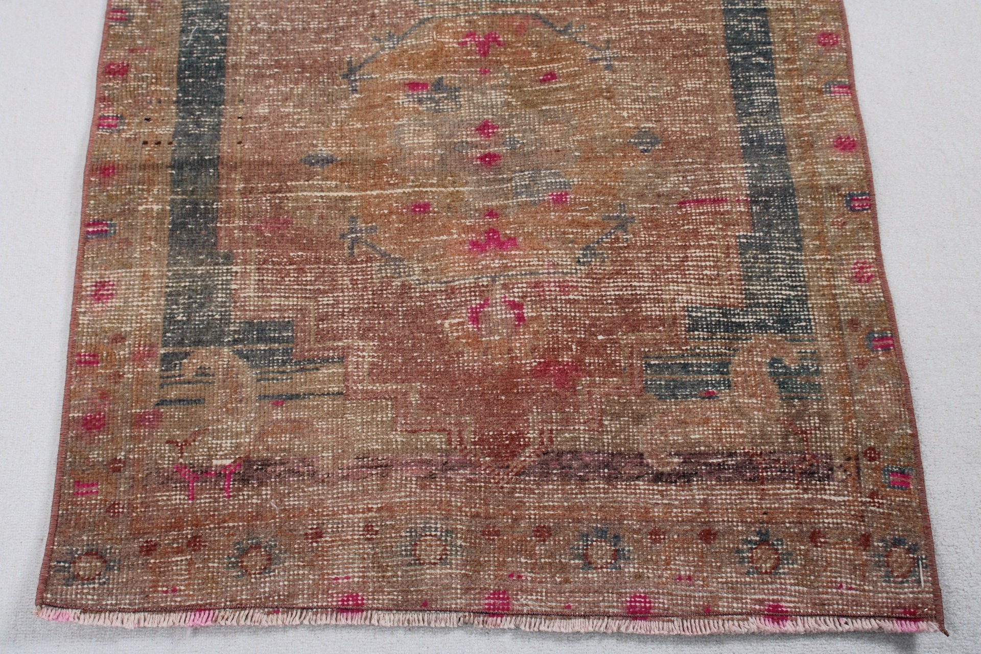 Kitchen Rugs, 2.9x7.7 ft Runner Rugs, Floor Rugs, Oushak Rugs, Outdoor Rug, Turkish Rug, Vintage Rug, Pink Home Decor Rug, Hallway Rug