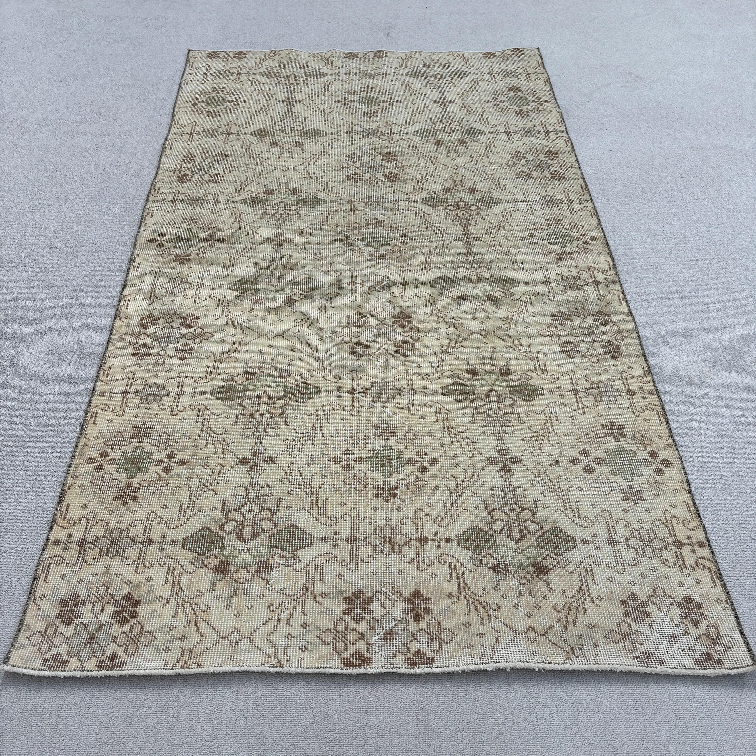 3.8x6.8 ft Area Rugs, Floor Rug, Vintage Area Rugs, Turkish Rug, Beige Flatweave Rugs, Rugs for Nursery, Vintage Rug, Bedroom Rugs