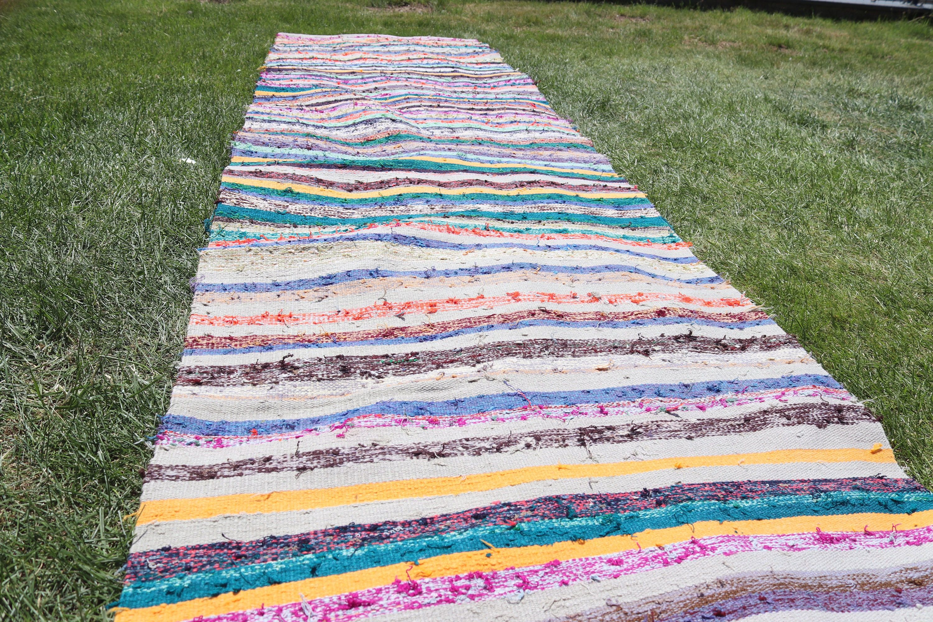 Rugs for Runner, Vintage Rug, Kitchen Rug, 2.6x10.1 ft Runner Rugs, Kilim, Statement Rug, Rainbow Oushak Rug, Turkish Rug, Cool Rug