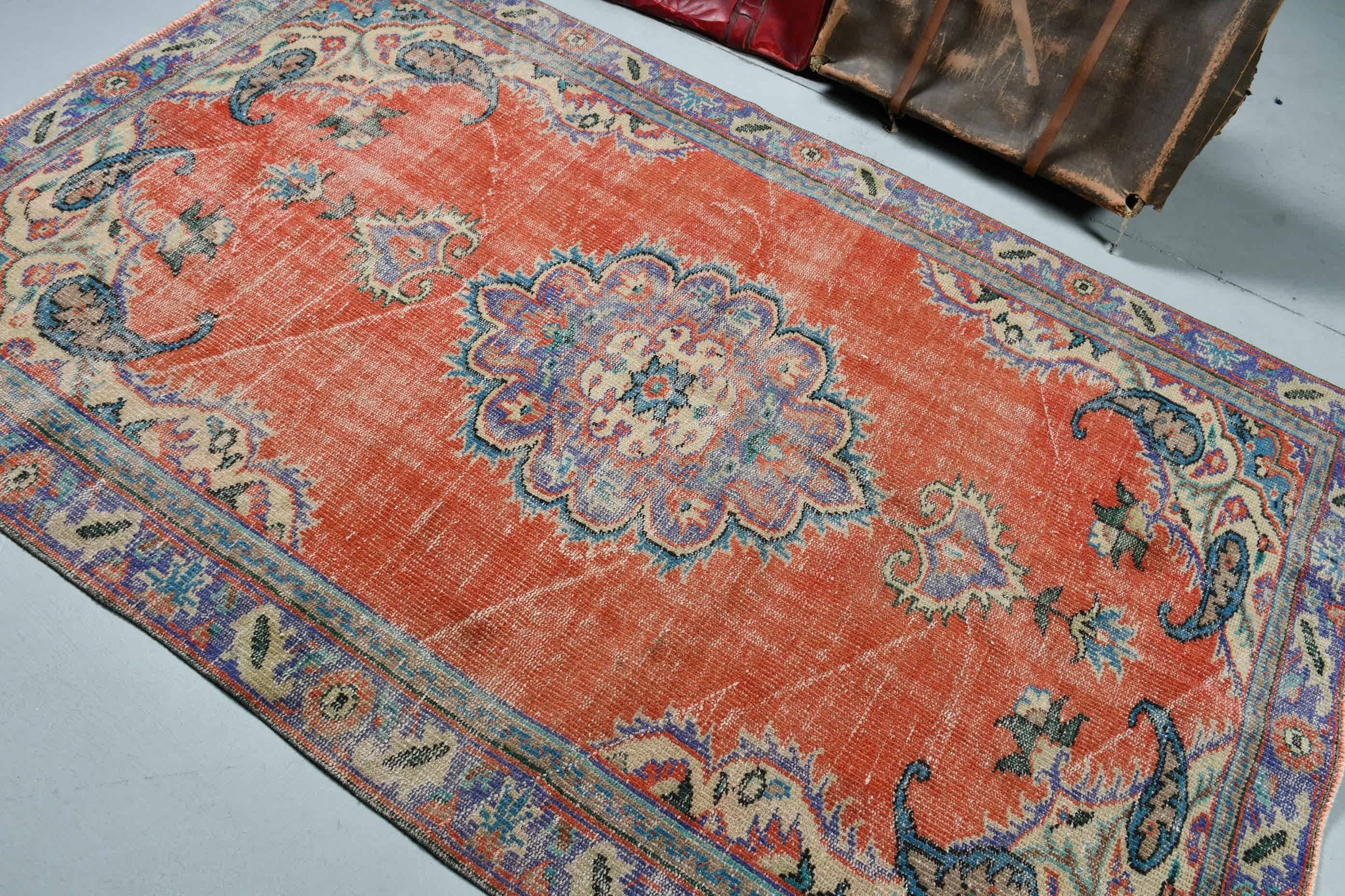 Kitchen Rug, Turkish Rug, Antique Rug, Living Room Rug, Anatolian Rug, Red  4.8x7.8 ft Area Rugs, Outdoor Rugs, Vintage Rug