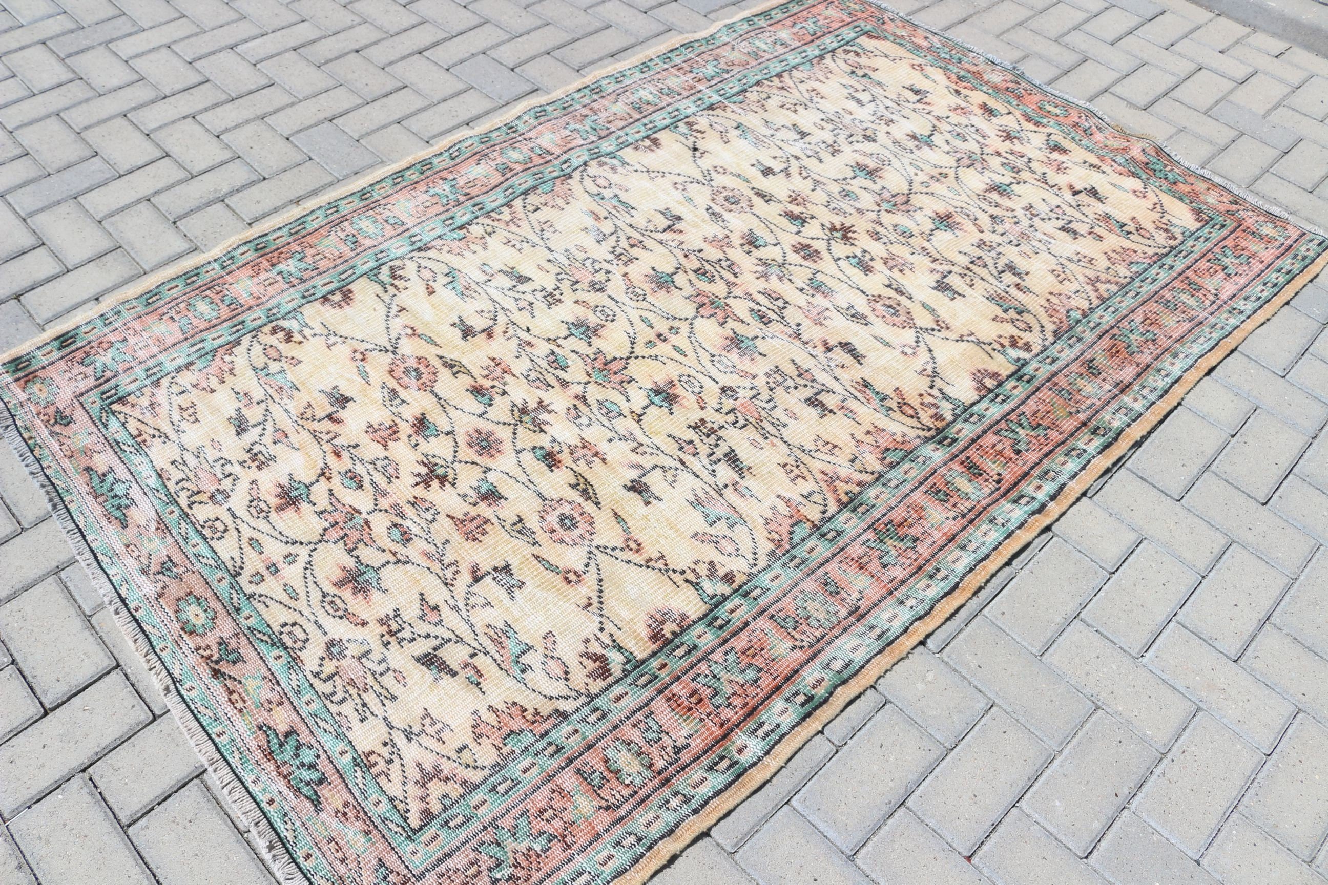 Vintage Rug, Turkish Rugs, Oushak Rugs, Green Anatolian Rug, Rugs for Nursery, 4.6x7 ft Area Rug, Dining Room Rug, Handwoven Rug, Floor Rug