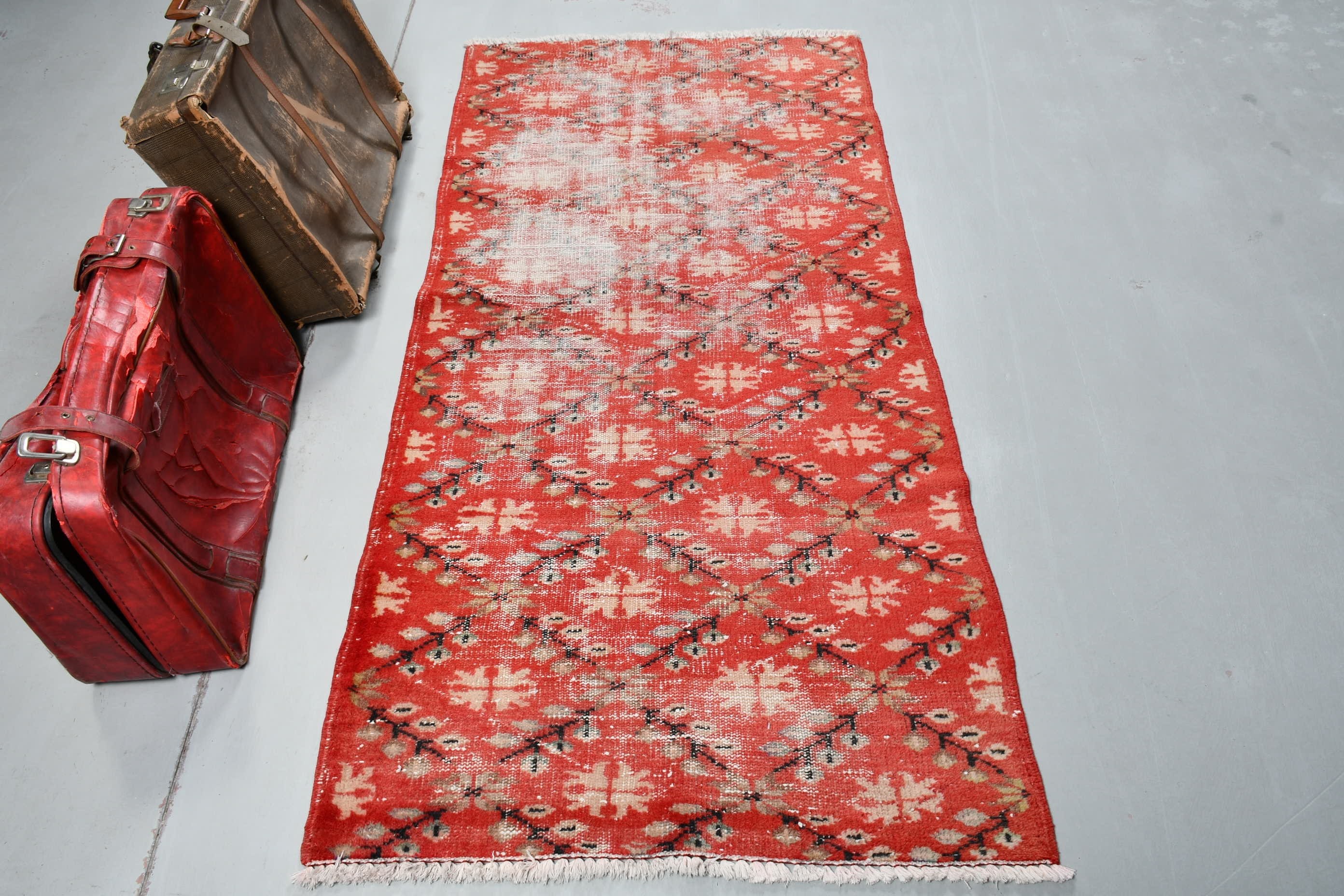 Red Home Decor Rugs, Kitchen Rug, Turkish Rugs, Moroccan Rug, Rugs for Bedroom, Vintage Rug, Floor Rug, Entry Rugs, 3.1x6.5 ft Accent Rugs