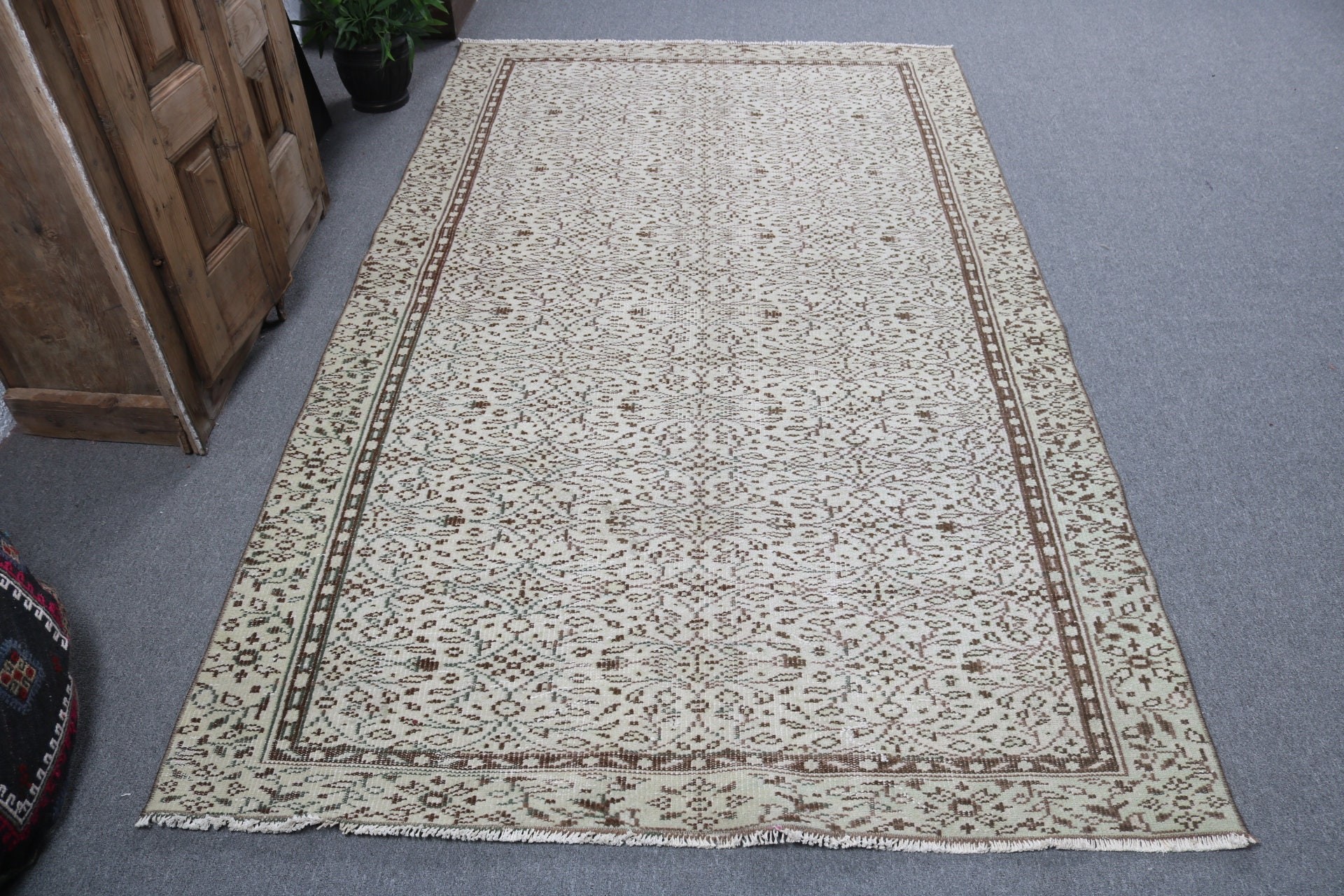 Outdoor Rugs, Neutral Rugs, Rugs for Area, Oushak Rug, Vintage Rugs, Green Floor Rugs, 4.8x8.2 ft Area Rug, Kitchen Rugs, Turkish Rug