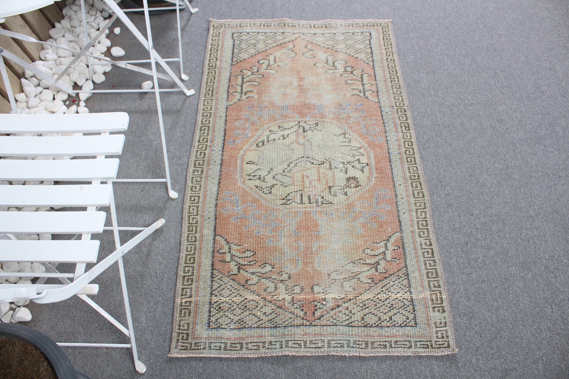 Floor Rug, Turkish Rugs, 2.4x4.3 ft Small Rugs, Oushak Rug, Green Floor Rug, Rugs for Kitchen, Vintage Rug, Bathroom Rug, Car Mat Rug