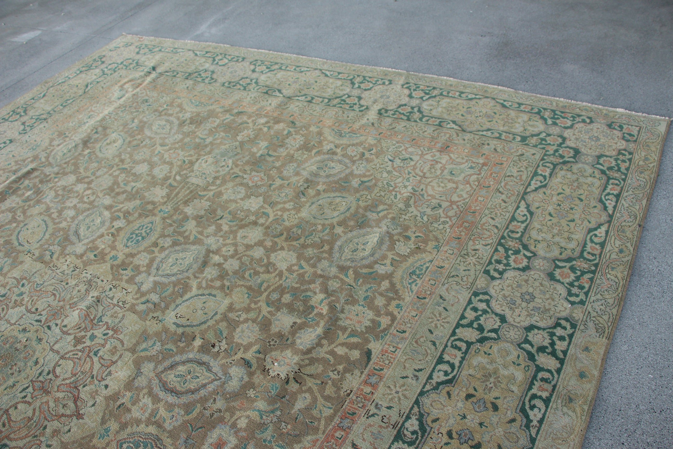 Green Bedroom Rug, Vintage Rugs, Boho Rug, Turkish Rugs, Oriental Rug, Dining Room Rugs, Floor Rug, 10.1x12.9 ft Oversize Rug, Saloon Rug