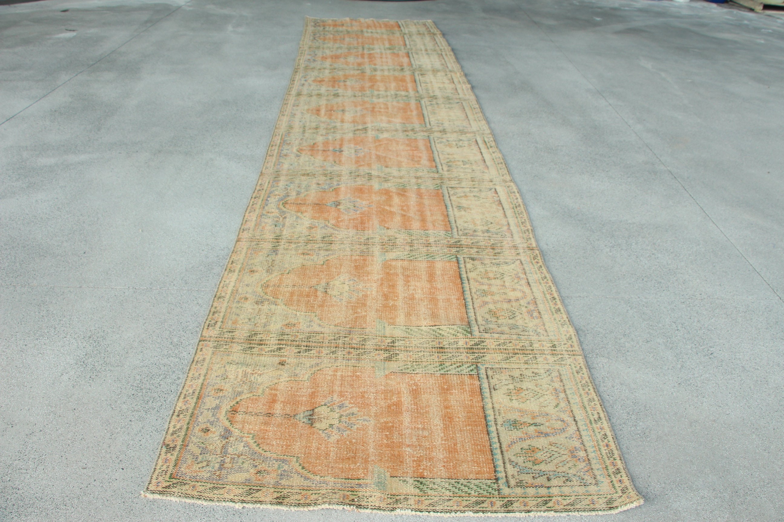 Kitchen Rugs, 4.1x18.3 ft Runner Rugs, Orange Home Decor Rug, Stair Rugs, Aztec Rug, Vintage Rug, Turkish Rugs, Corridor Rug, Oushak Rugs