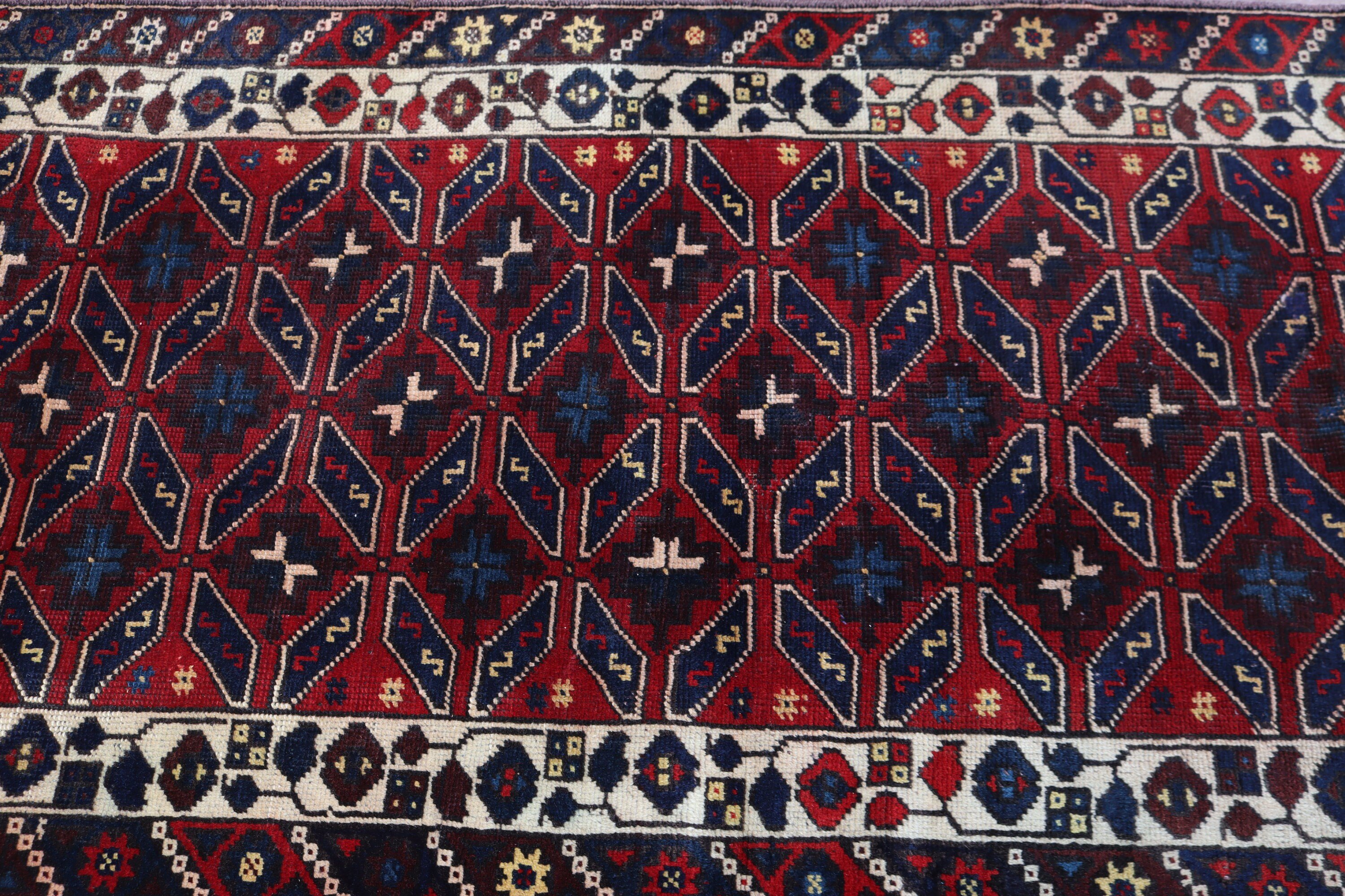 Türk Halısı, Giriş Halısı, Vintage Halılar, 3.1x6 ft Aksan Halısı, Vintage Vurgu Halısı, Ofis Halısı, Ev Dekor Halısı, Kırmızı Oushak Halıları, El Dokuma Halıları