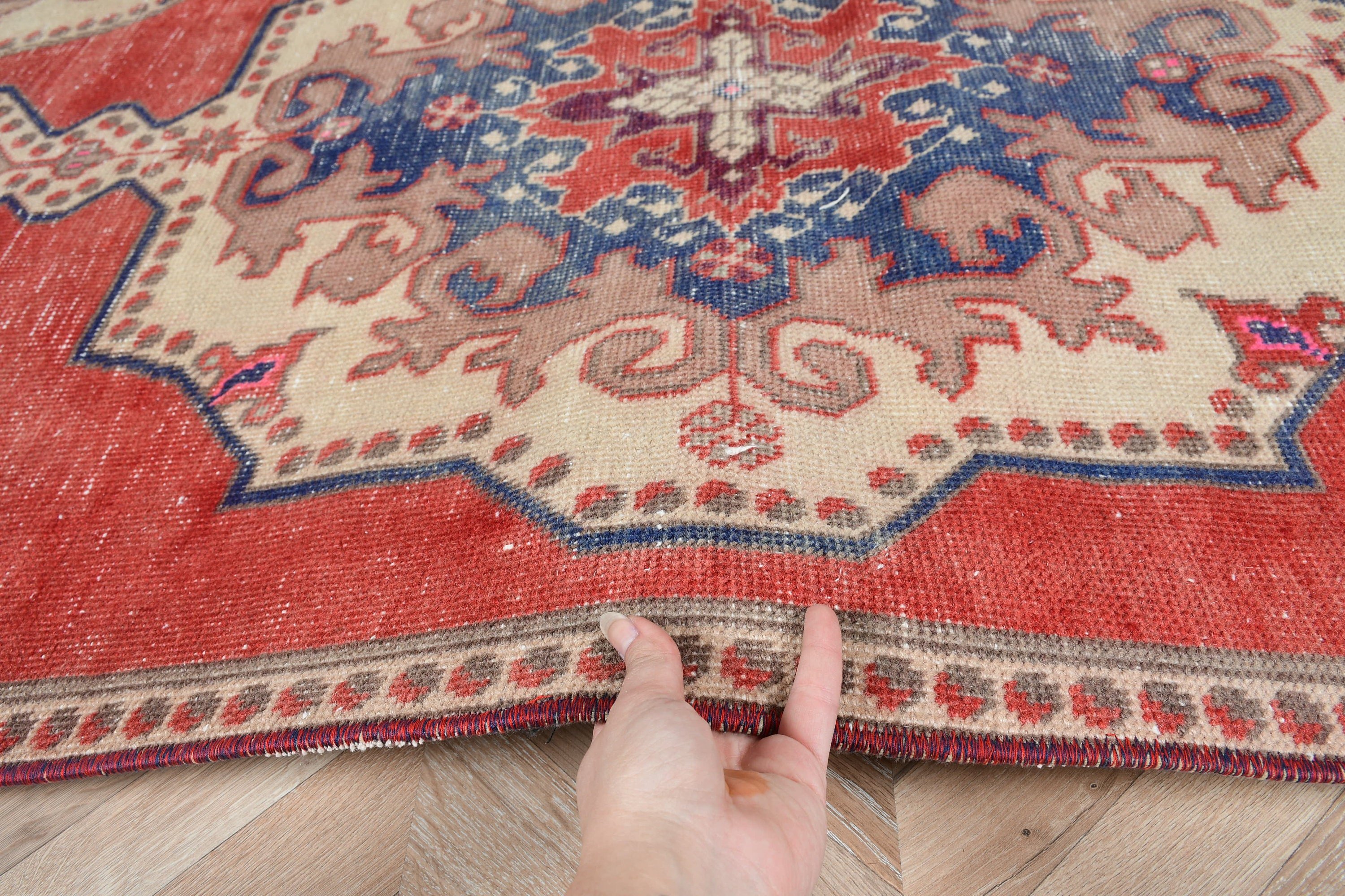 Floor Rugs, Bedroom Rug, Turkish Rugs, Pale Rugs, Red Kitchen Rug, Vintage Rug, Rugs for Bedroom, Home Decor Rug, 3.4x6.3 ft Accent Rugs