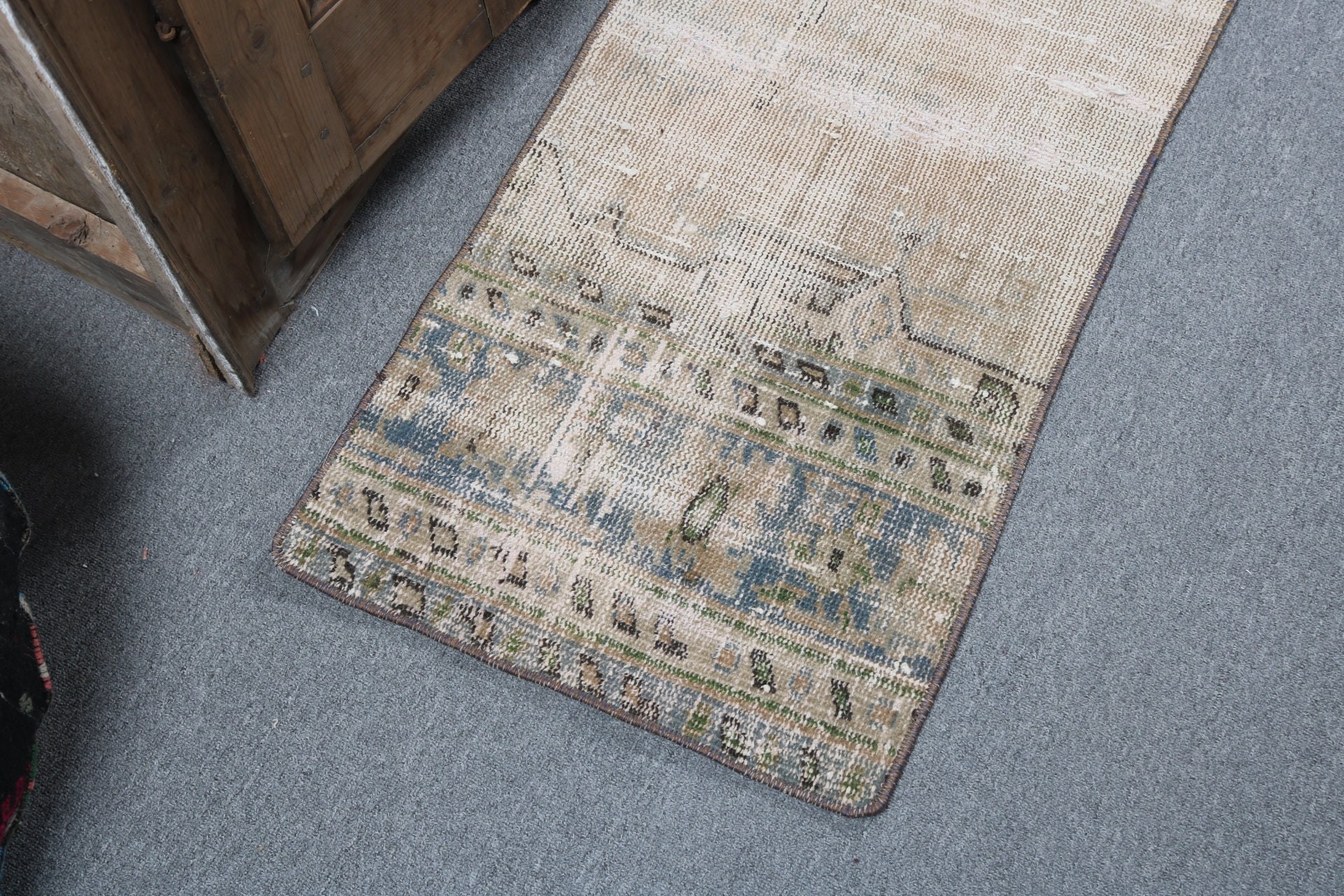 Floor Rug, Vintage Rugs, Turkish Rugs, Bathroom Rugs, 1.6x3.5 ft Small Rugs, Brown Neutral Rugs, Modern Rug, Small Vintage Rug, Kitchen Rug