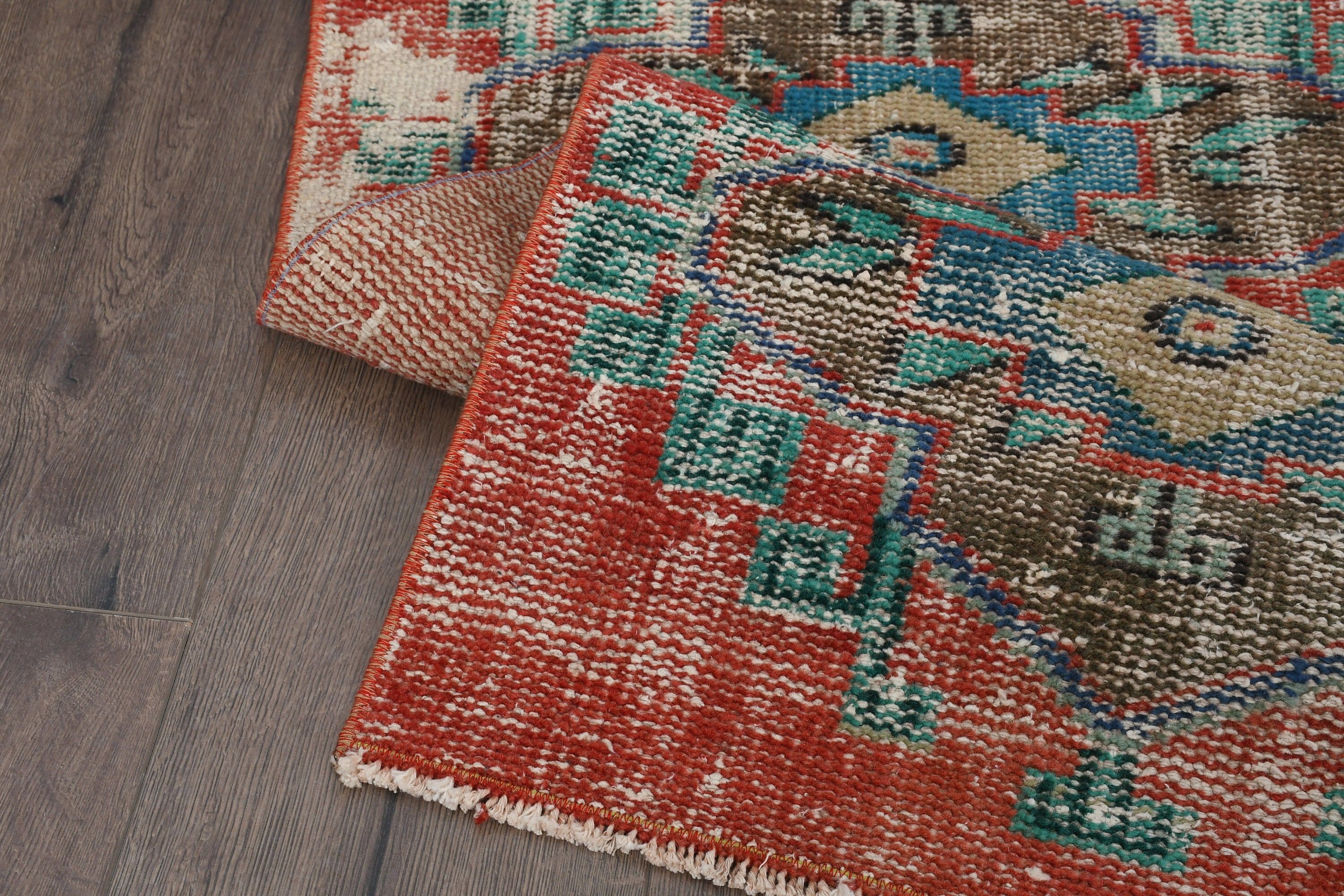 Turkish Rugs, Rugs for Door Mat, Bedroom Rug, Vintage Rug, Kitchen Rug, 2x3.3 ft Small Rug, Art Rug, Nursery Rug, Red Home Decor Rugs