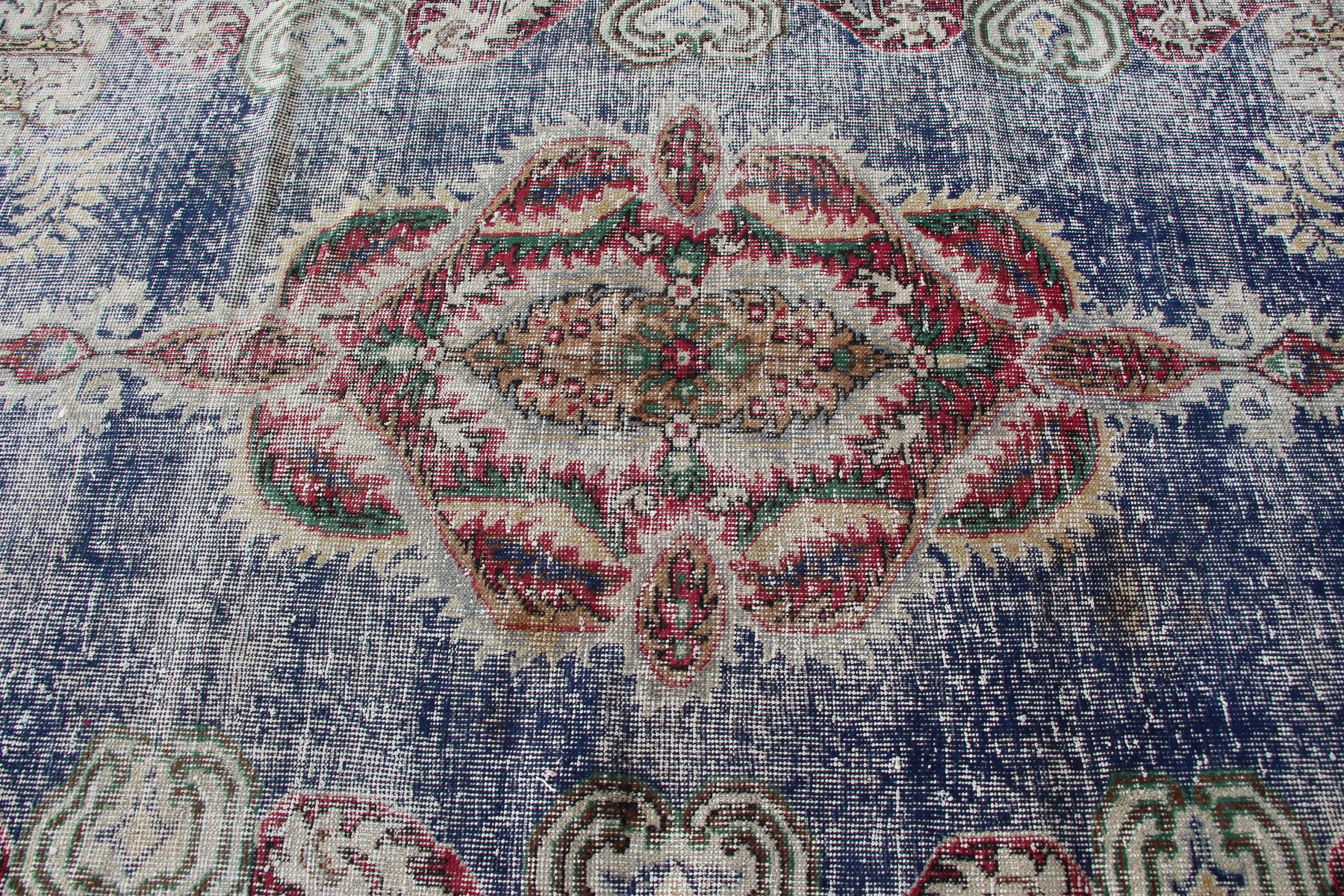 Living Room Rugs, Turkish Rugs, Blue Oushak Rug, Ethnic Rugs, Anatolian Rug, Antique Rug, Vintage Rugs, Bedroom Rugs, 6x9.2 ft Large Rug