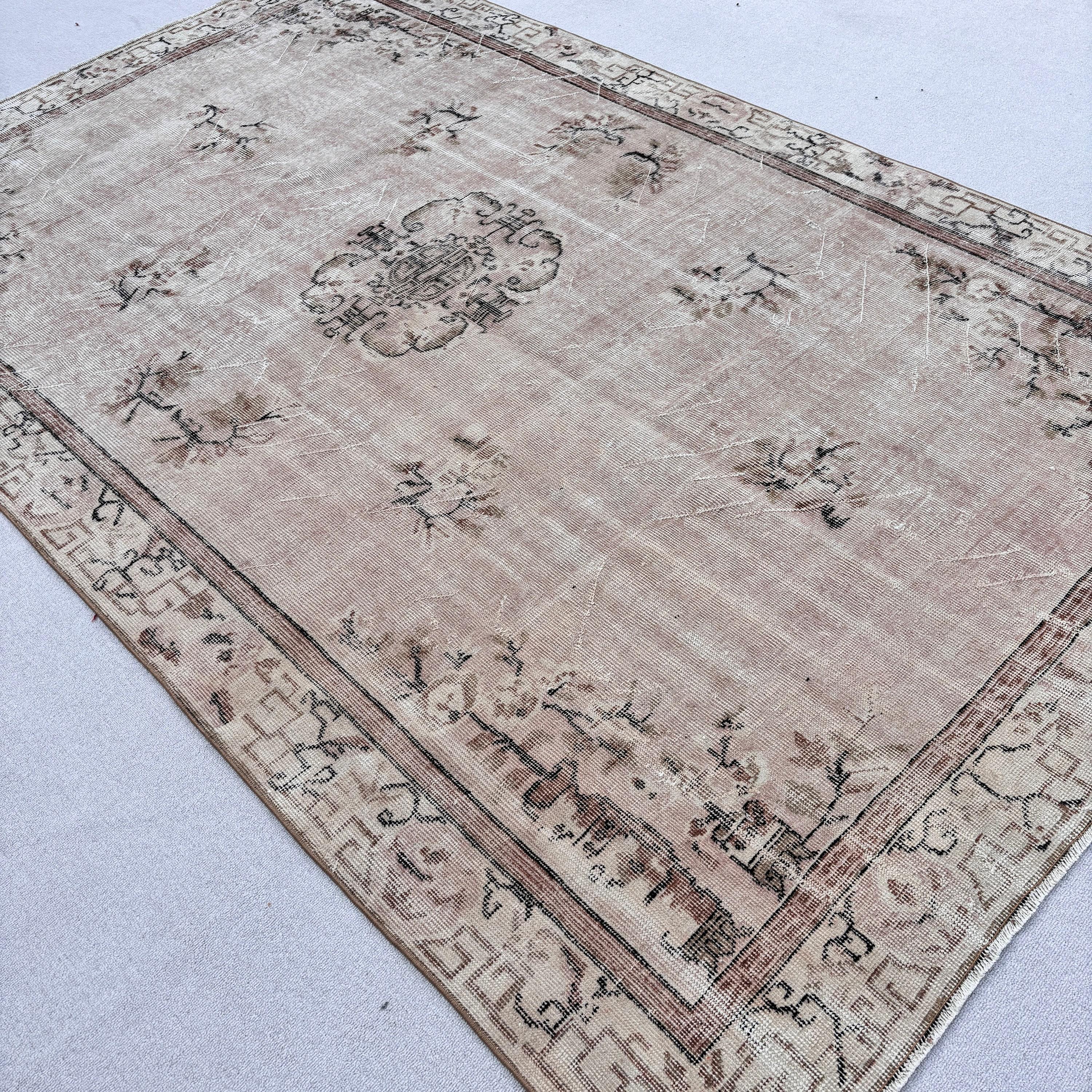 Düz Dokuma Halı, Türk Halıları, Yemek Odası Halısı, Fas Halıları, 6,2x9,9 ft Büyük Halı, Büyük Boho Halıları, Vintage Halı, Bej Nötr Halı