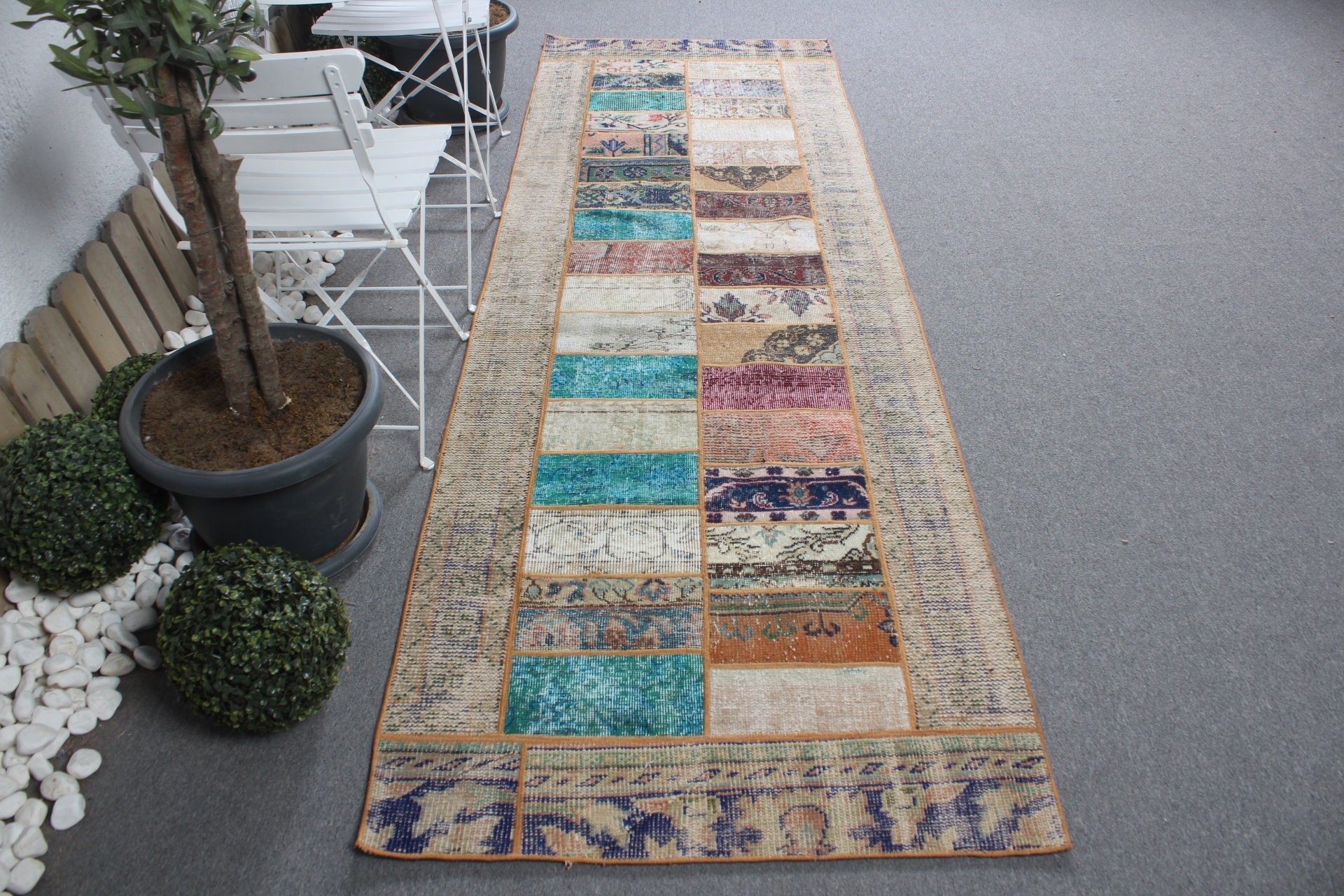 Gökkuşağı Antika Halı, Yatak Odası Halısı, Vintage Halı, 3.2x9.8 ft Runner Halıları, Türk Halıları, Runner Halıları, Koridor Halıları, Merdiven Halıları, Havalı Halılar