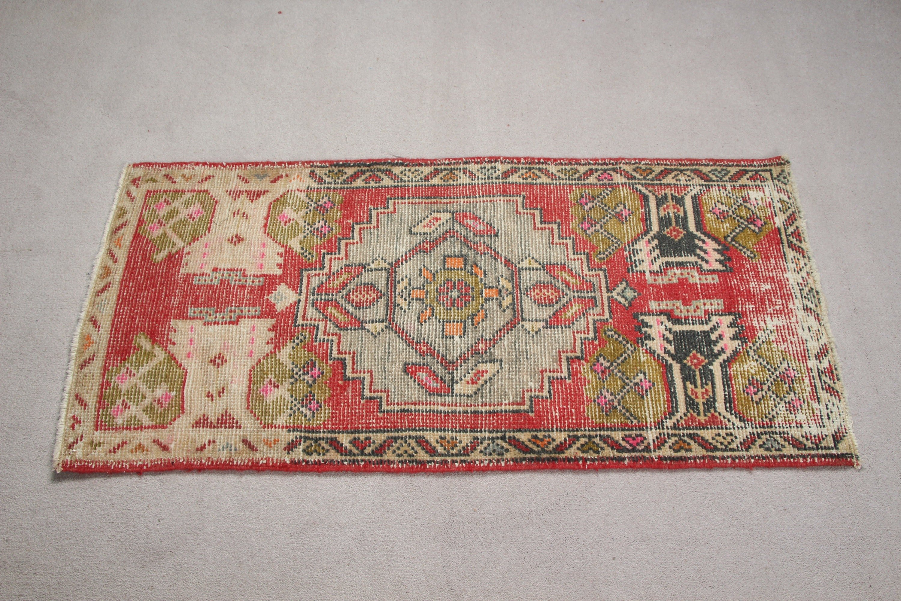 Moroccan Rugs, Entry Rug, Rugs for Nursery, Anatolian Rug, Vintage Rugs, 1.8x3.7 ft Small Rug, Door Mat Rug, Turkish Rugs, Red Cool Rugs