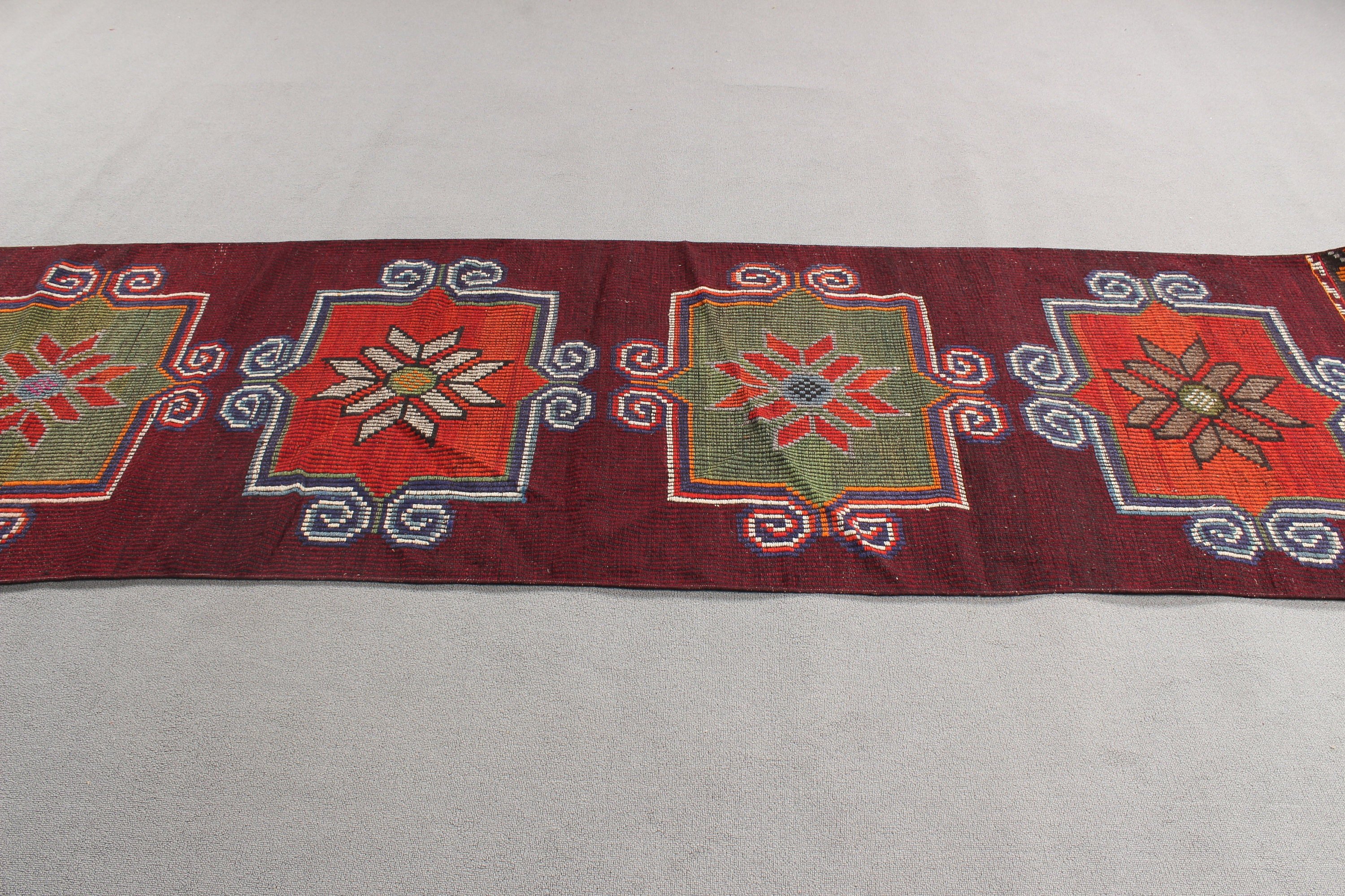 Vintage Runner Halı, Mutfak Halısı, Kilim, Oushak Halıları, Oryantal Halı, 3x9.9 ft Runner Halıları, Vintage Halı, Mor El Dokuma Halı, Türk Halısı