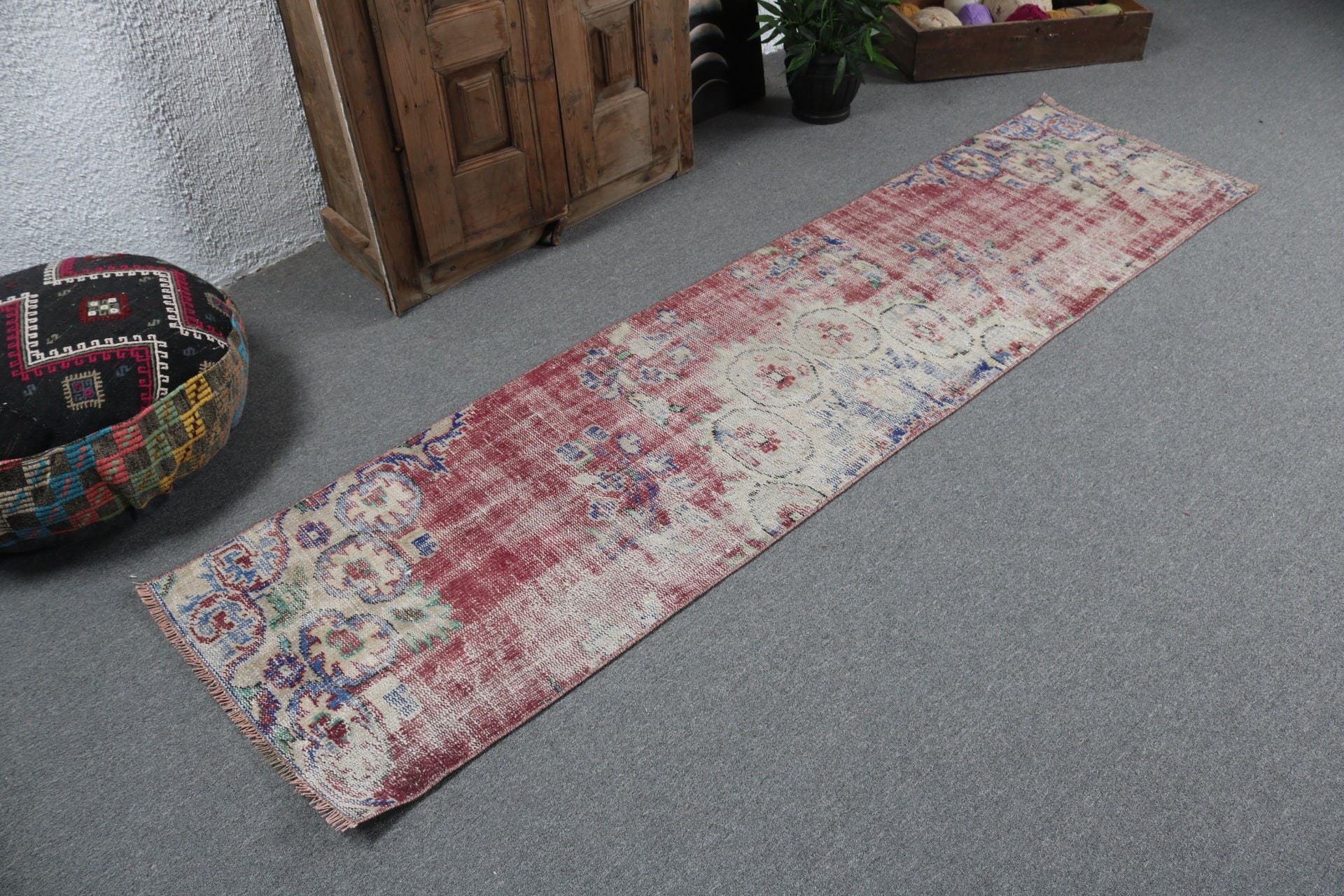 Rugs for Hallway, Vintage Rug, Stair Rug, Red Anatolian Rugs, Turkish Rug, Wool Rug, 2.1x8.1 ft Runner Rug, Luxury Rugs, Hallway Rugs