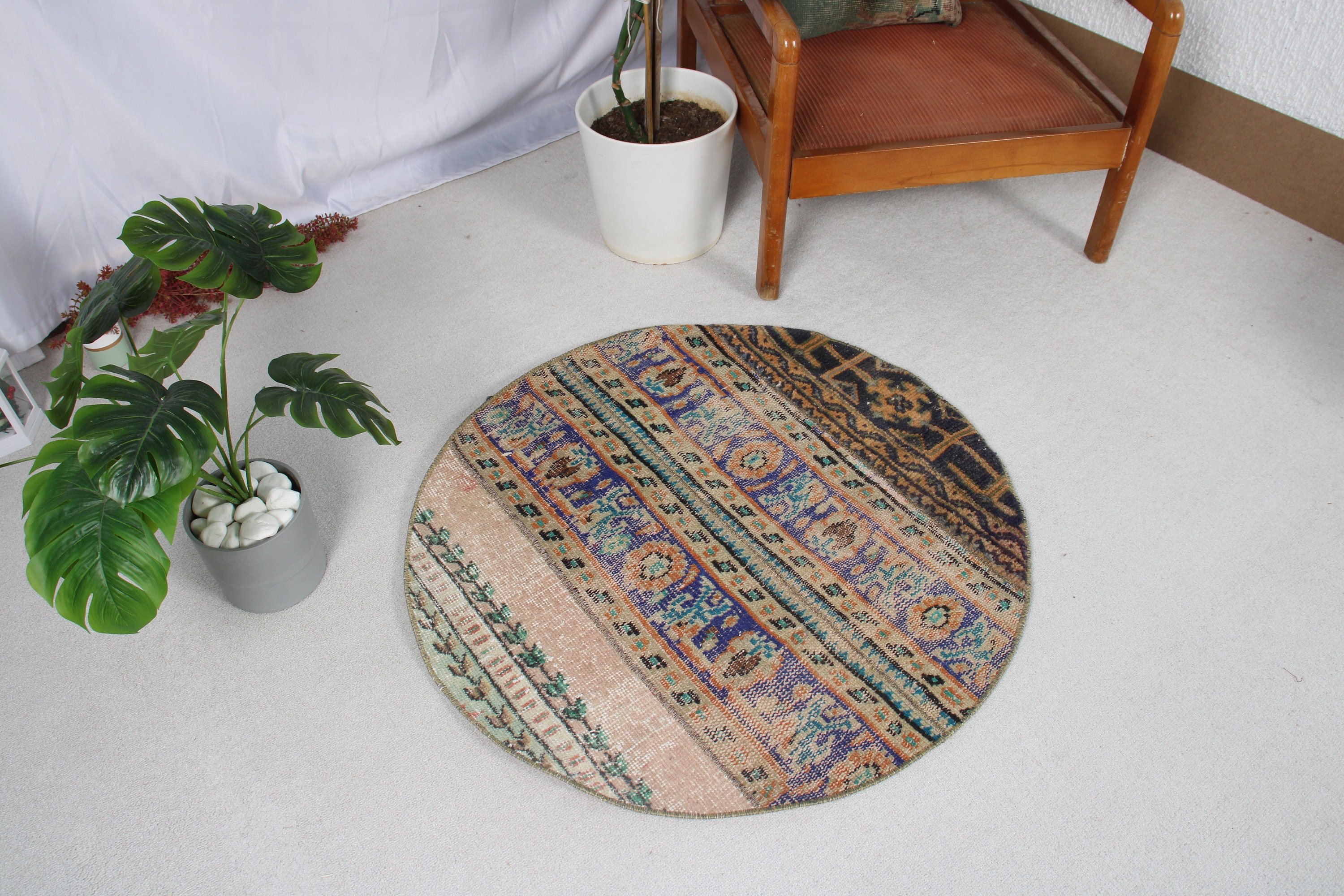 Wall Hanging Rug, Floor Rug, Blue Handwoven Rugs, Turkish Rug, Kitchen Rug, Vintage Rugs, Bedroom Rugs, 3x3 ft Small Rug