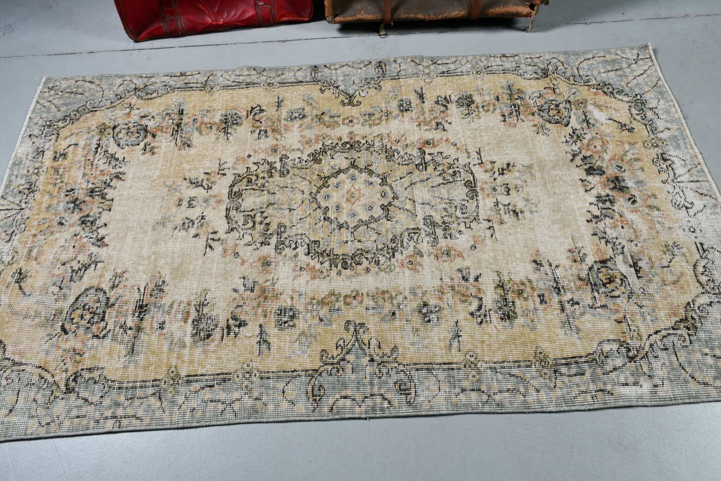 Bedroom Rugs, Vintage Rugs, Rugs for Kitchen, 3.8x6.5 ft Area Rug, Oushak Rugs, Anatolian Rug, Beige Oushak Rug, Nursery Rug, Turkish Rug