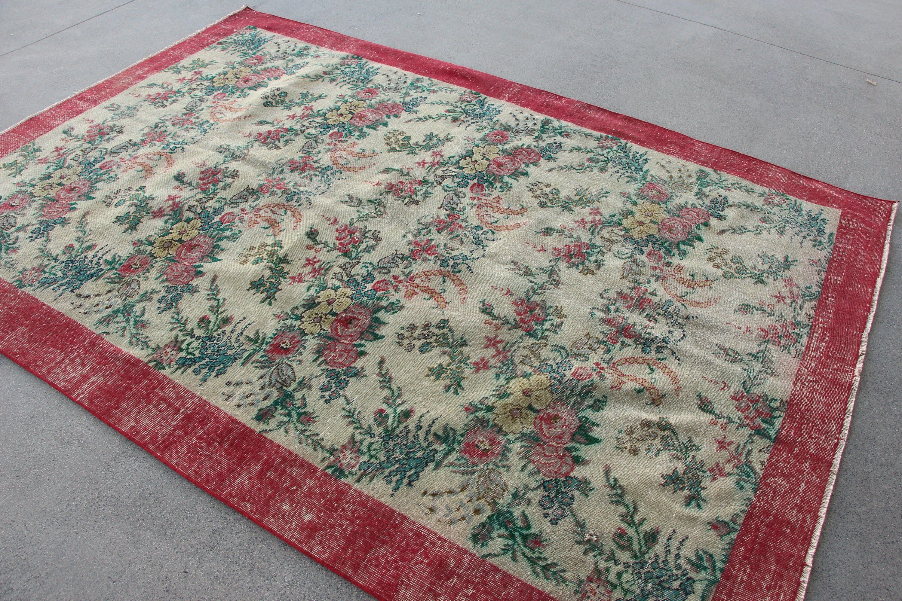 Yeşil Mutfak Halısı, Yer Halıları, Vintage Halı, Yün Halı, Türk Halısı, Yemek Odası Halıları, Salon Halıları, 6x9 ft Büyük Halı, Oturma Odası Halıları