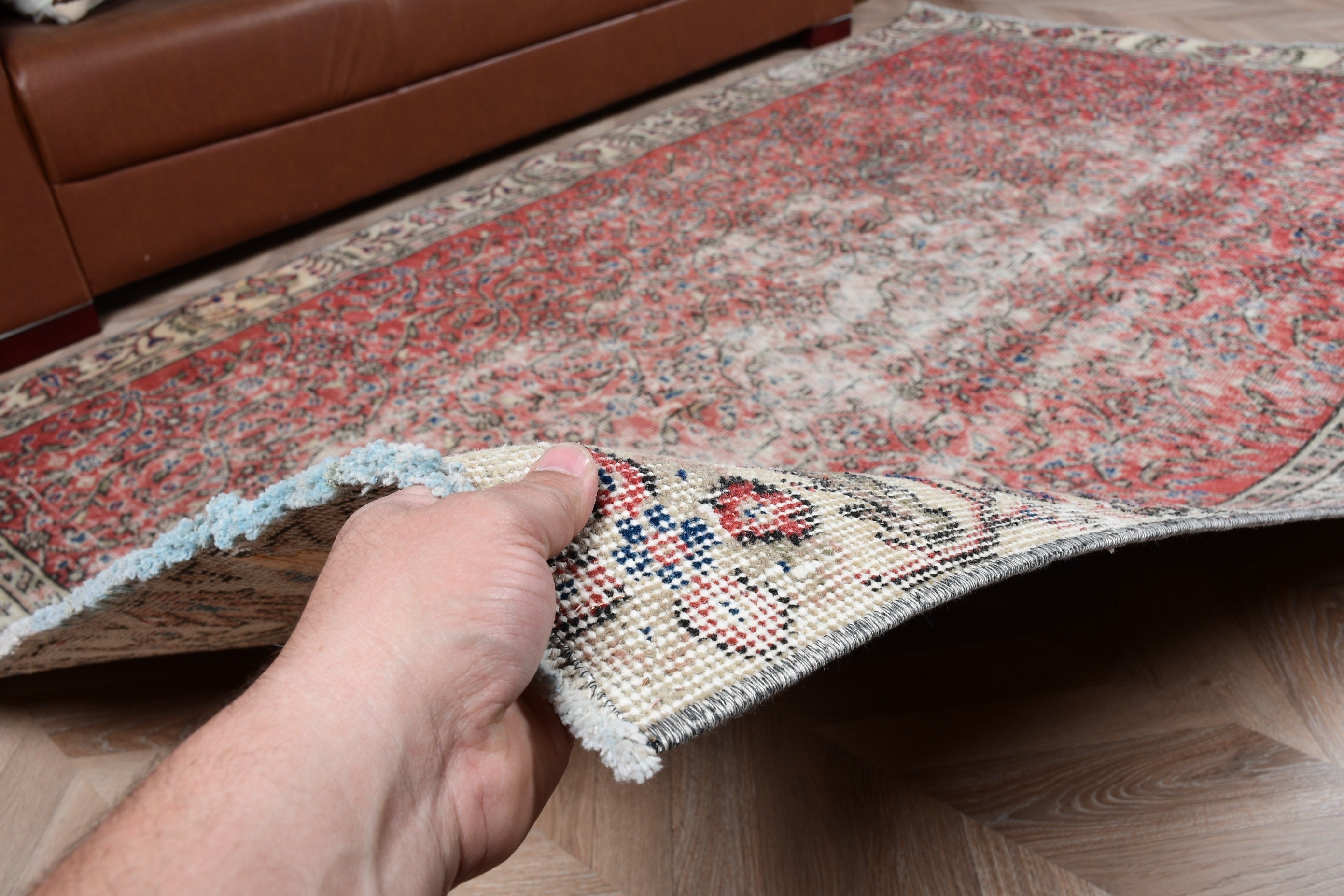 5x8,2 ft Büyük Halı, Salon Halısı, Oturma Odası Halıları, Vintage Halı, Havalı Halı, Kırmızı Oushak Halı, Yemek Odası Halıları, Türk Halıları