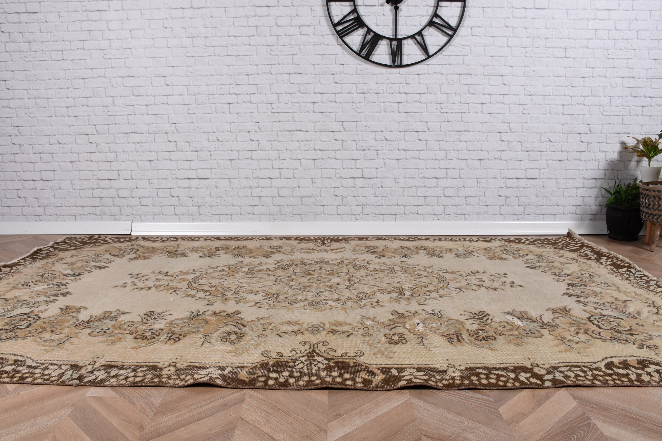 Vintage Halı, Hindi Halısı, Bej Lüks Halı, Antika Halılar, Yün Halı, Büyük Vintage Halılar, Büyük Boho Halıları, 5.5x9.3 ft Büyük Halılar, Türk Halısı