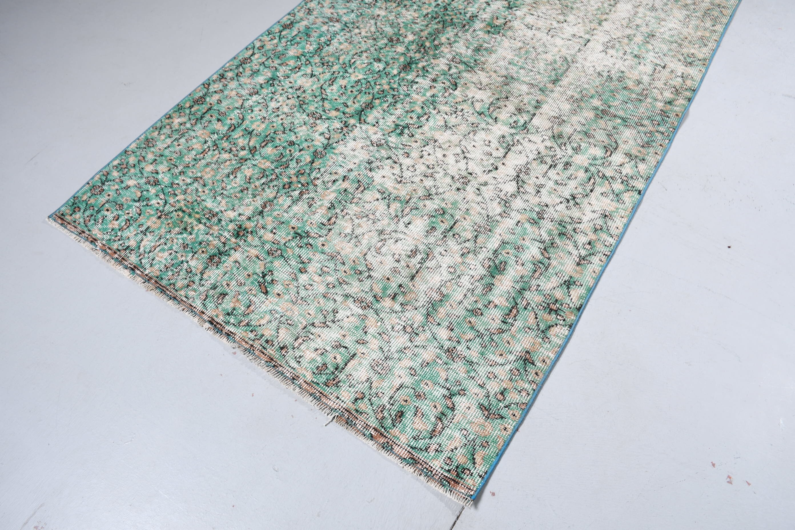 Green Wool Rugs, Indoor Rugs, Turkish Rugs, 4.4x8.3 ft Area Rug, Oushak Rug, Vintage Decor Rug, Kitchen Rugs, Vintage Rug