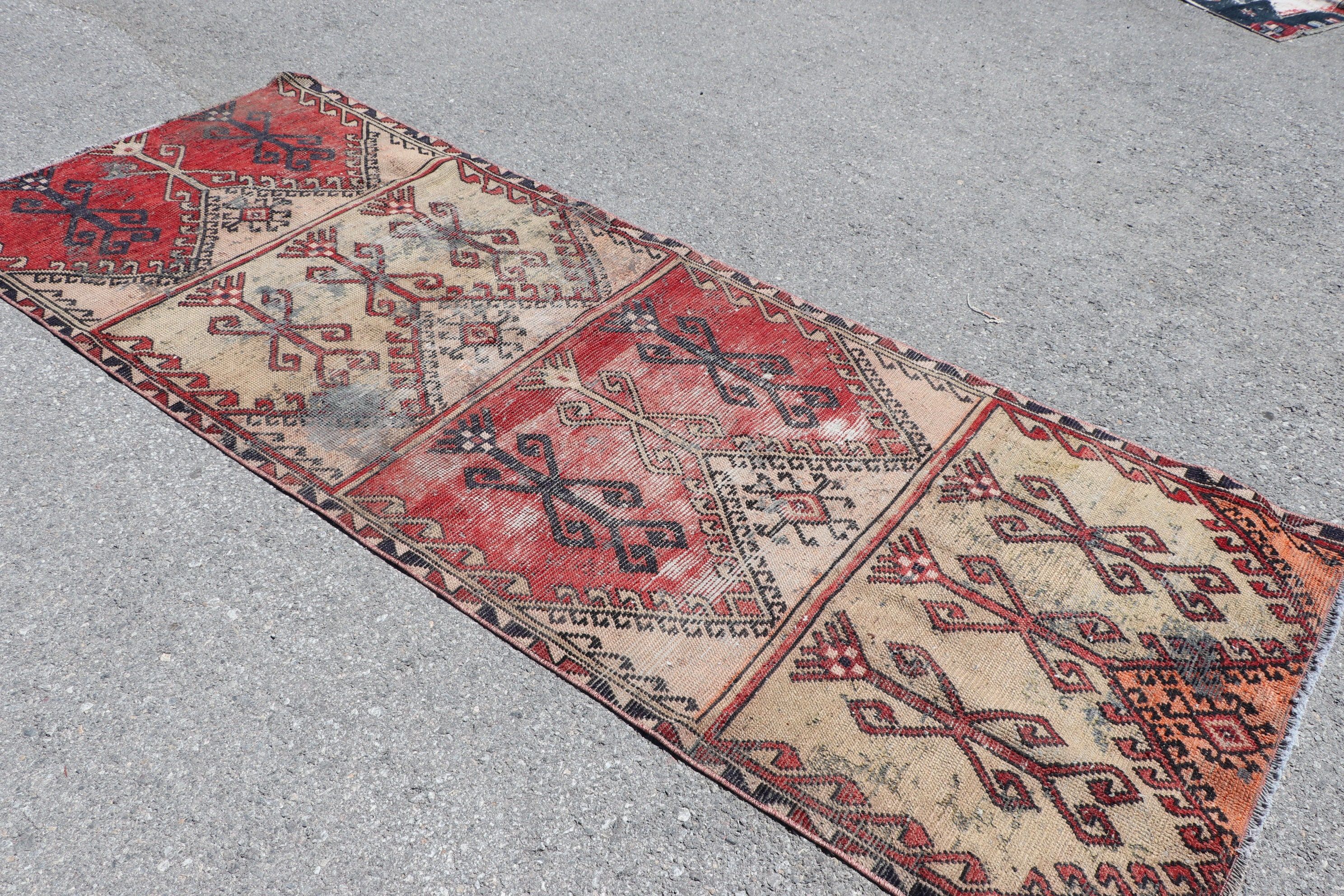 Türk Halıları, Fas Halıları, 3.5x9.1 ft Runner Halıları, Runner Halıları, Kırmızı Fas Halıları, Mutfak Halısı, Etnik Halı, Vintage Halı