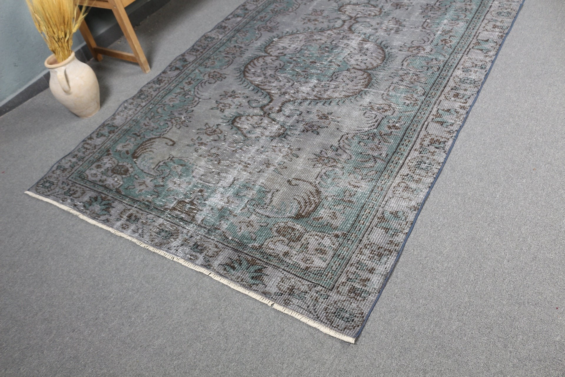 5.3x8.5 ft Large Rug, Antique Rug, Living Room Rugs, Salon Rugs, Turkish Rug, Green Anatolian Rug, Vintage Rug, Turkey Rug