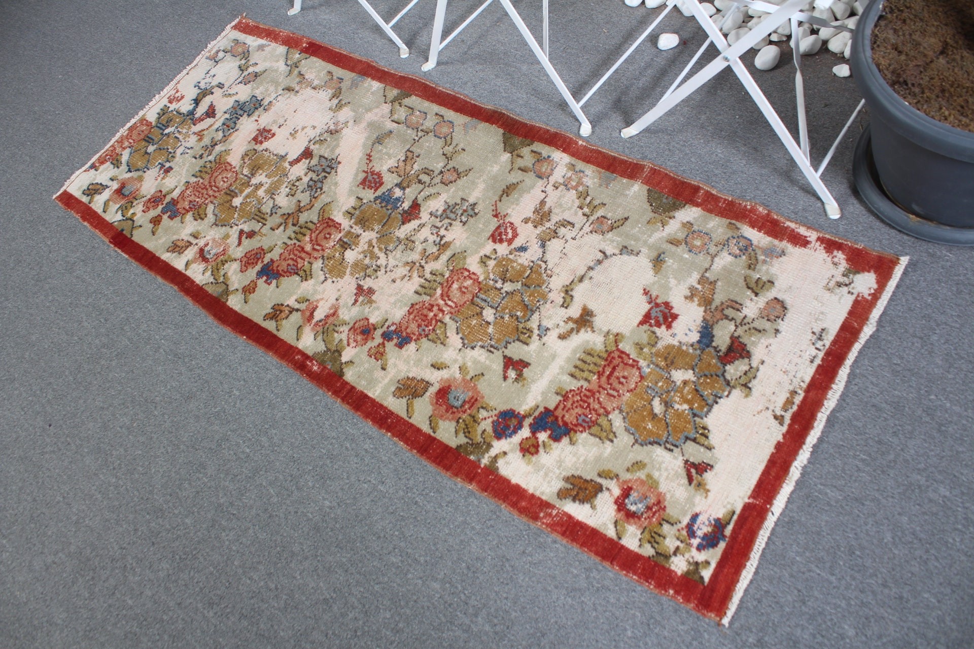 Vintage Halı, Yeşil Soğuk Halı, Yatak Odası Halısı, Türk Halıları, Koridor Halısı, Ev Dekor Halısı, 2.2x5.5 ft Runner Halısı, Mutfak Halısı, Mutfak Halıları