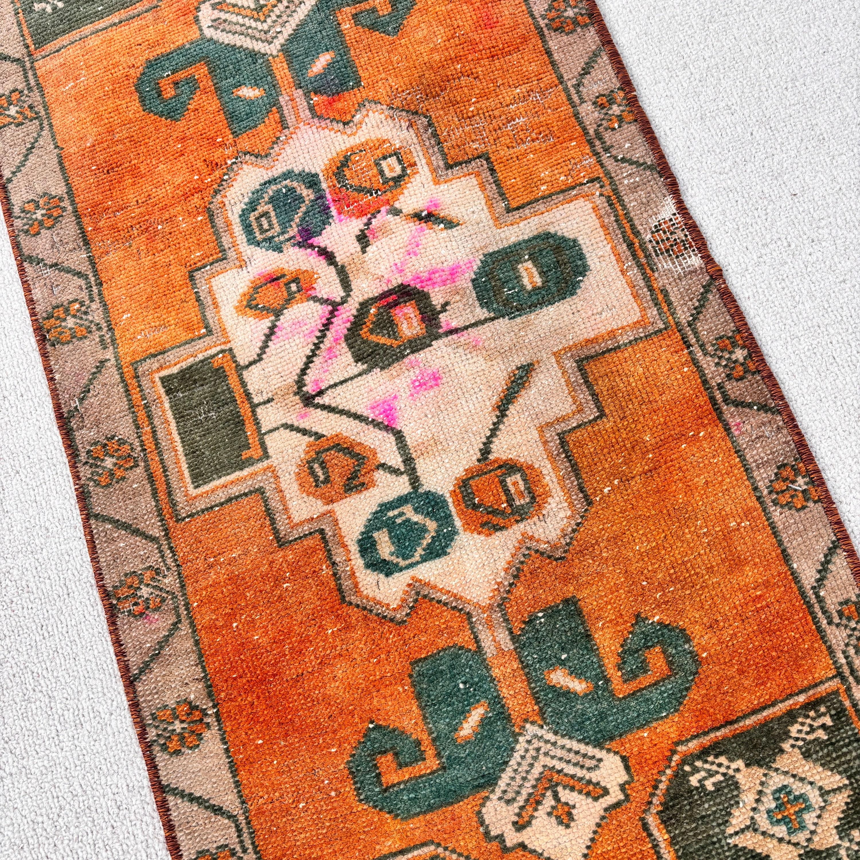 Orange Luxury Rugs, 1.4x2.8 ft Small Rugs, Small Boho Rugs, Small Vintage Rug, Vintage Rugs, Turkish Rug, Home Decor Rug, Oriental Rug