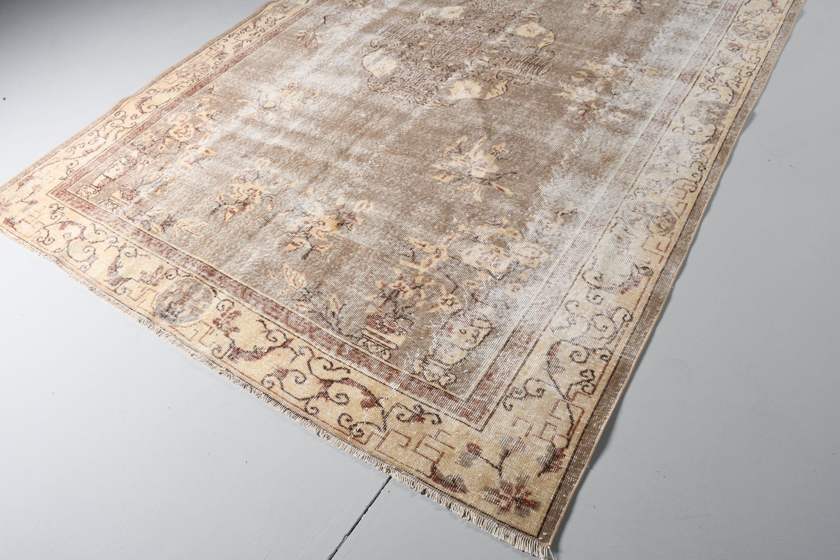 6.8x10.1 ft Large Rug, Nomadic Rug, Beige Wool Rug, Home Decor Rugs, Turkish Rugs, Living Room Rug, Vintage Rug, Cool Rug, Dining Room Rug