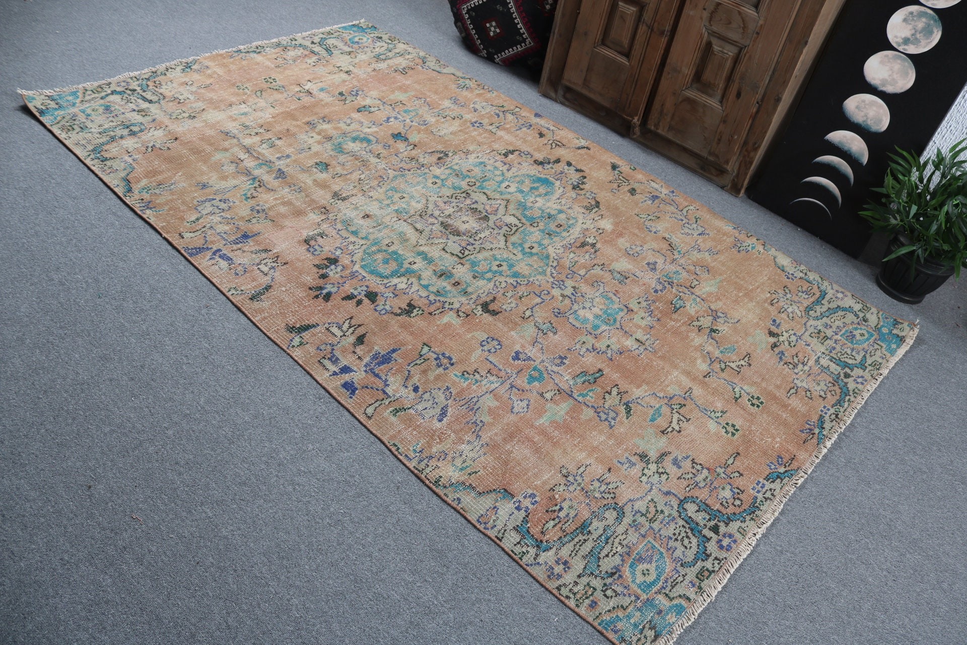 Rugs for Area, Turkish Rug, 4.6x7.7 ft Area Rugs, Bedroom Rug, Vintage Rug, Vintage Area Rugs, Brown Wool Rugs, Handwoven Rugs, Indoor Rug