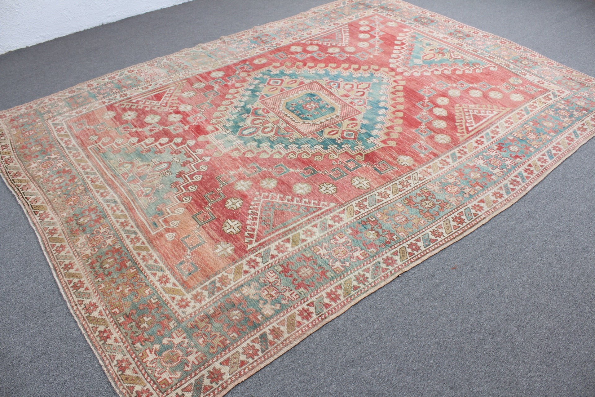 Salon Halısı, Yün Halıları, Ofis Halısı, Yatak Odası Halıları, Türk Halıları, Vintage Halılar, 6.8x9.6 ft Büyük Halı, Yemek Odası Halıları, Kırmızı Ev Dekor Halısı