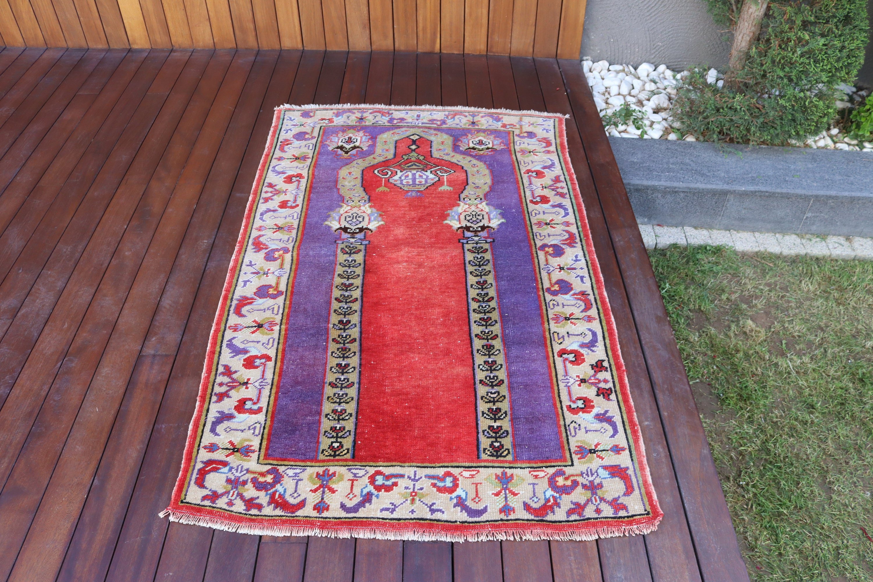 Vintage Rugs, 3.3x5.3 ft Accent Rug, Turkish Rug, Decorative Rug, Oriental Rugs, Neutral Rugs, Boho Rugs, Red Oriental Rugs, Kitchen Rug