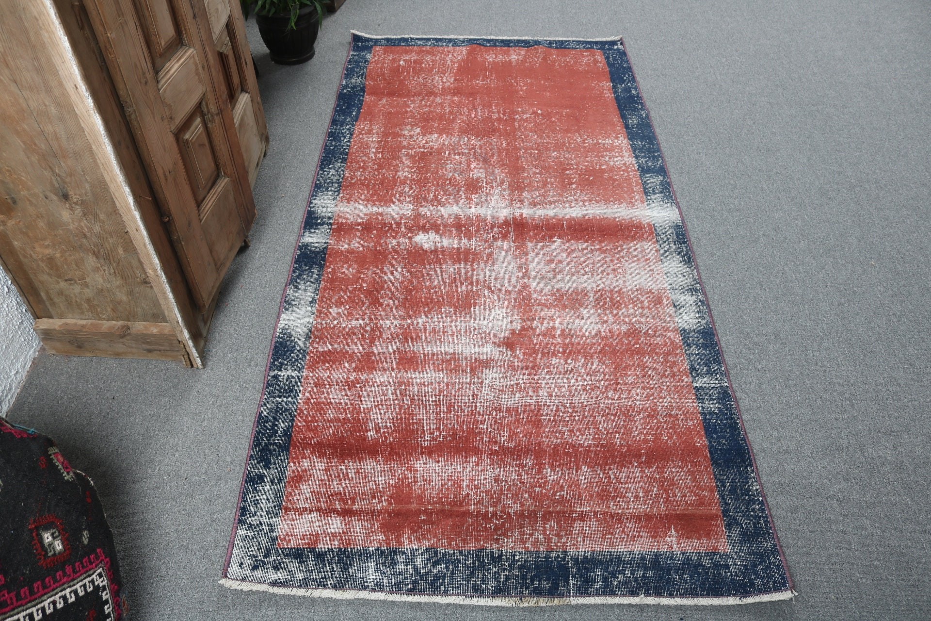 Vintage Rug, Turkish Rugs, Kitchen Rugs, Wool Rug, Red Neutral Rugs, Bedroom Rug, Rugs for Decorative, 3.3x6.6 ft Accent Rugs, Entry Rug