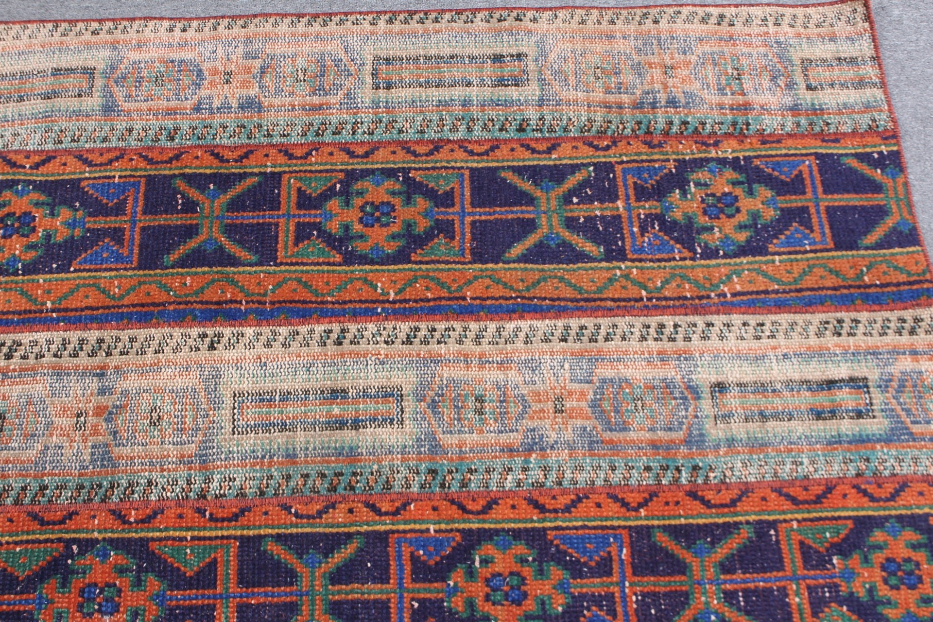 Araba Paspas Halısı, 3x4,1 ft Küçük Halı, Türk Halıları, Duvara Asılı Halı, Giriş Halıları, Oushak Halıları, Vintage Halılar, Yatak Odası Halıları, Mavi Zemin Halısı