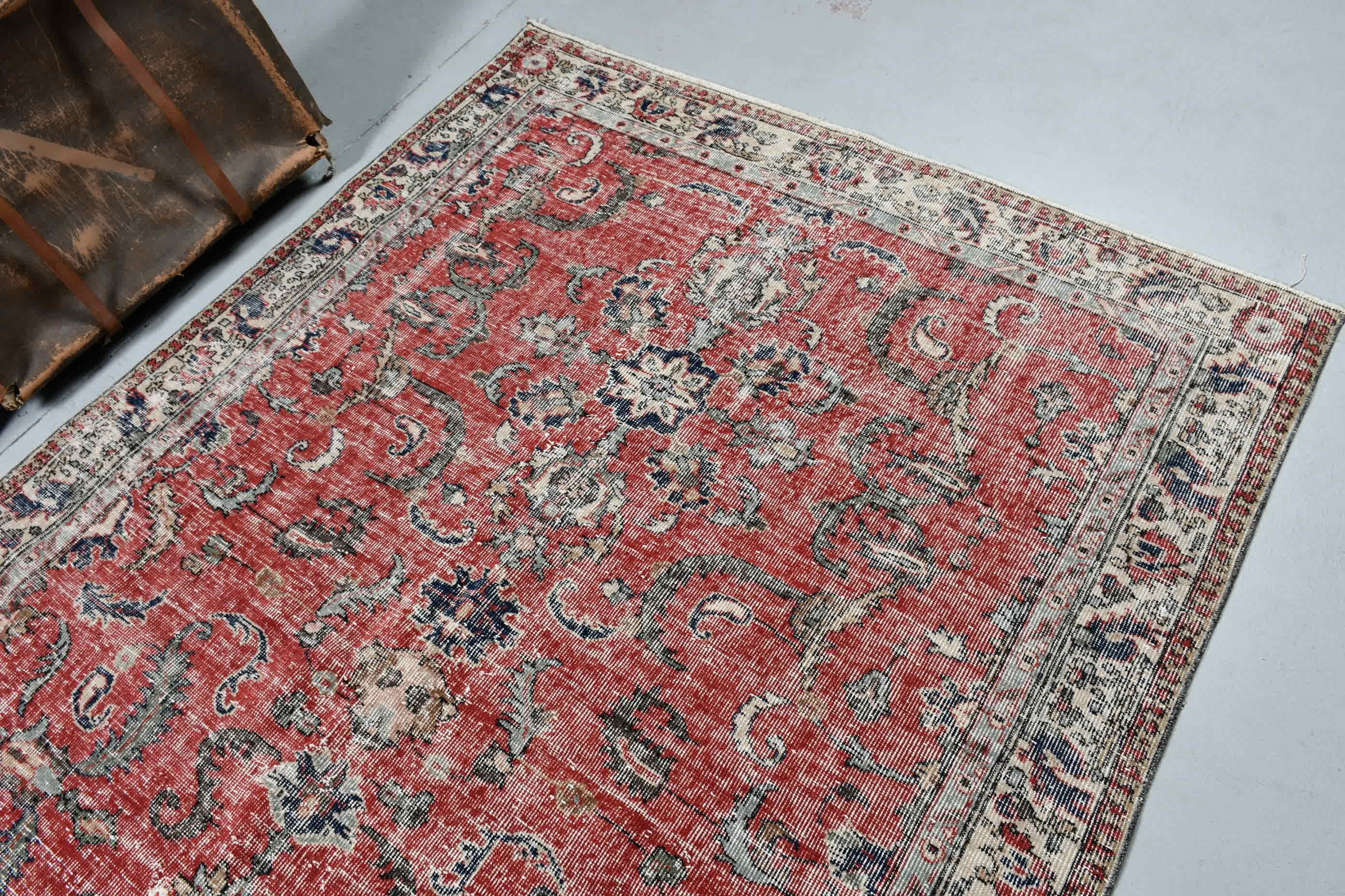 Turkish Rug, Salon Rug, 5.2x8.6 ft Large Rug, Dining Room Rugs, Red Anatolian Rug, Vintage Rug, Antique Rug, Flatweave Rug, Home Decor Rug