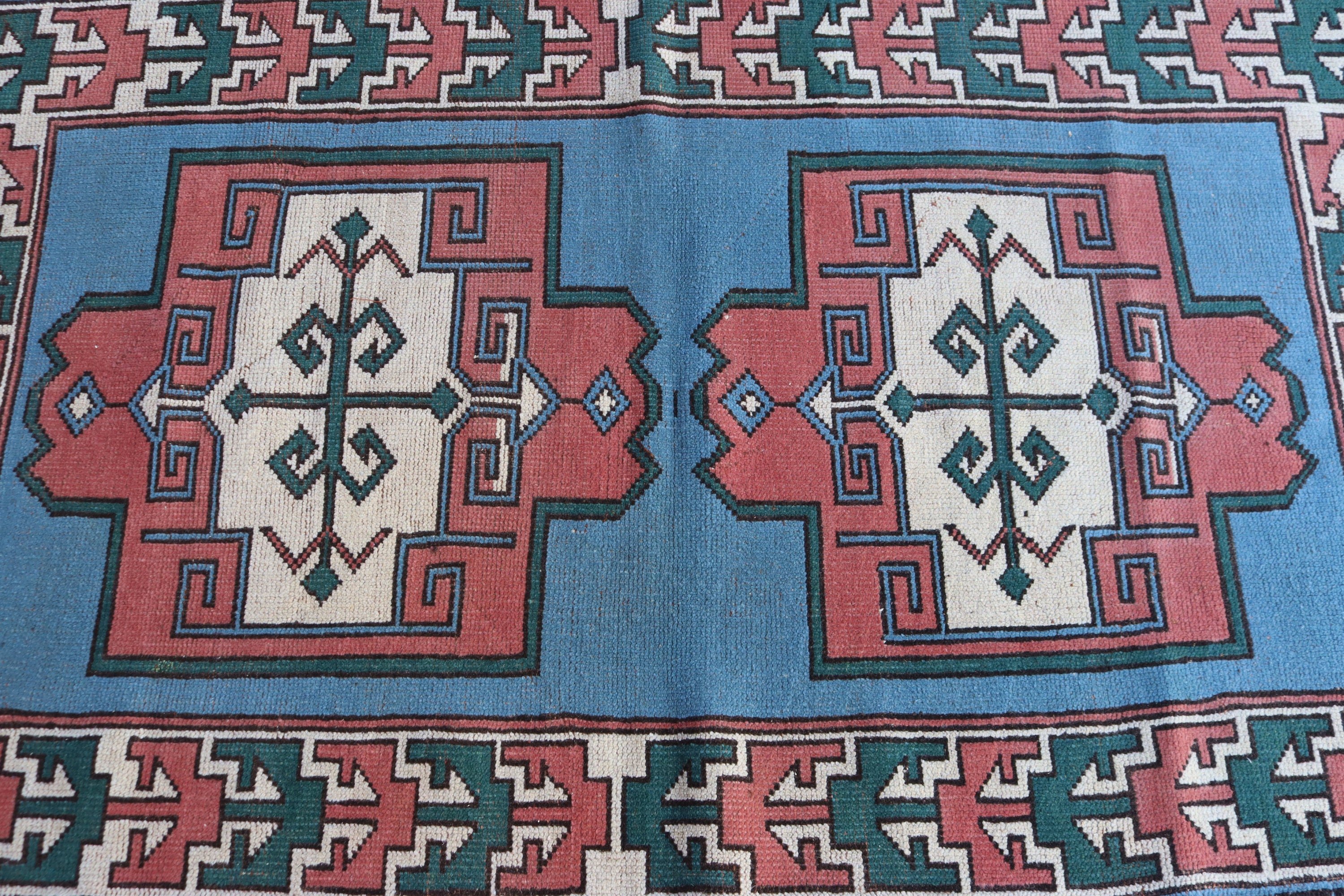 Düz Dokuma Halılar, 3.1x4.9 ft Aksan Halıları, Vintage Halılar, Çocuk Halıları, Mavi Geometrik Halı, Türk Halısı, Giriş Halıları, Modern Halılar