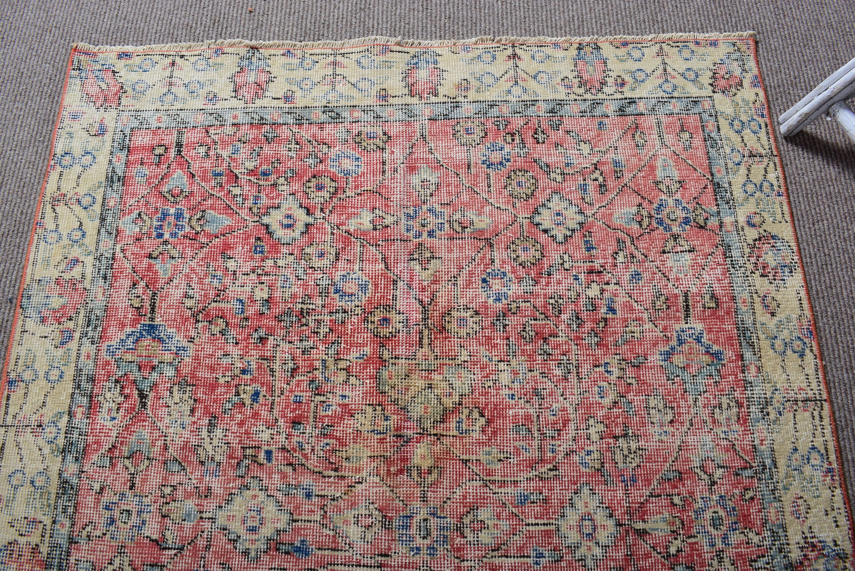 Mutfak Halıları, Vintage Halılar, 4x7,8 ft Alan Halıları, Soğuk Halı, Türk Halısı, Boho Alan Halısı, Yer Halısı, Yün Halısı, Tribal Halısı, Kırmızı Mutfak Halısı