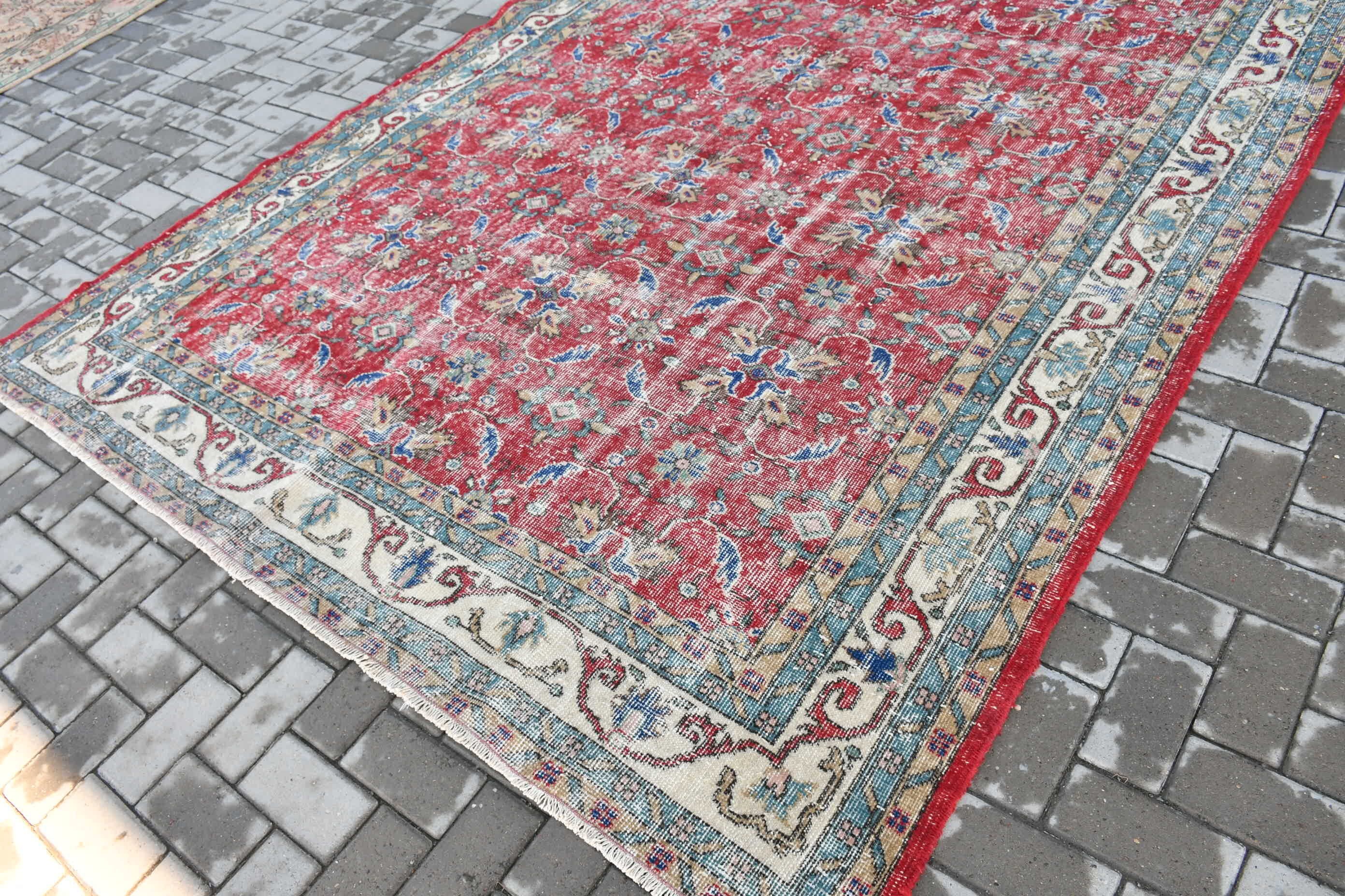 Blue Oushak Rug, Turkish Rug, 7x10.7 ft Oversize Rug, Oriental Rug, Nomadic Rug, Vintage Rugs, Living Room Rug, Dining Room Rugs, Floor Rug