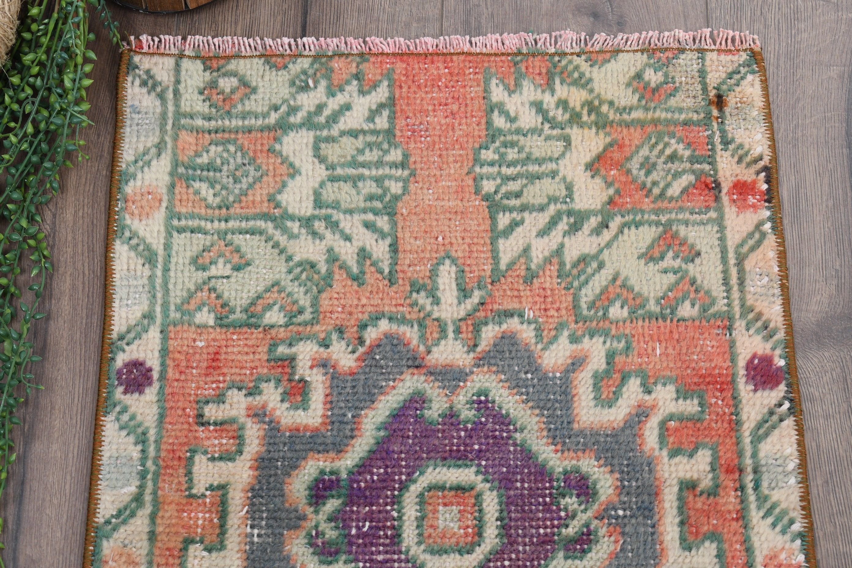 Wall Hanging Rugs, Home Decor Rug, Entry Rugs, Turkish Rug, Orange Floor Rug, Vintage Rug, 1.5x2.4 ft Small Rug, Custom Rug, Anatolian Rug