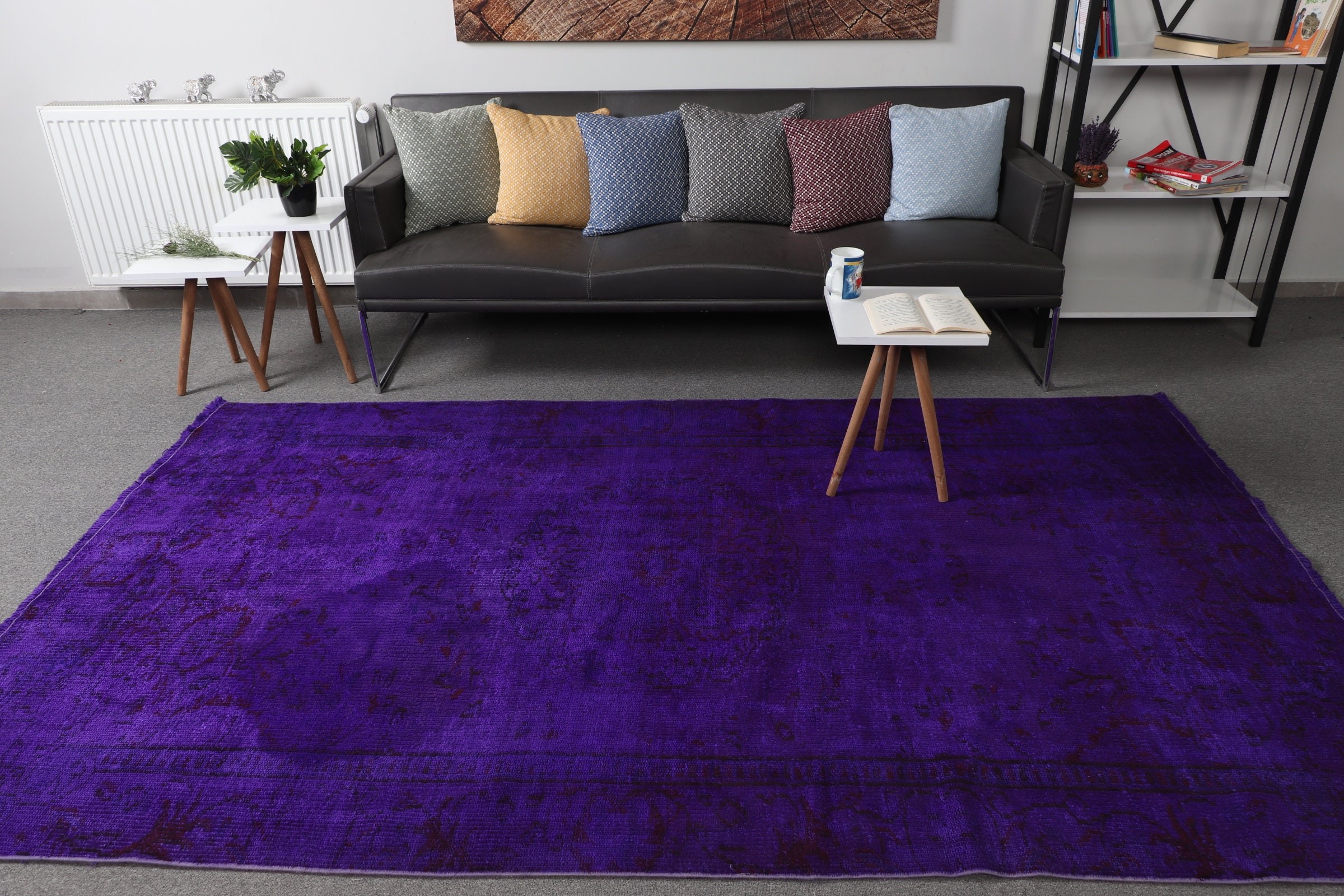 Living Room Rug, Purple Wool Rug, Wool Rugs, Rugs for Bedroom, Vintage Rug, 5.3x9 ft Large Rug, Bedroom Rug, Turkish Rug, Dining Room Rug