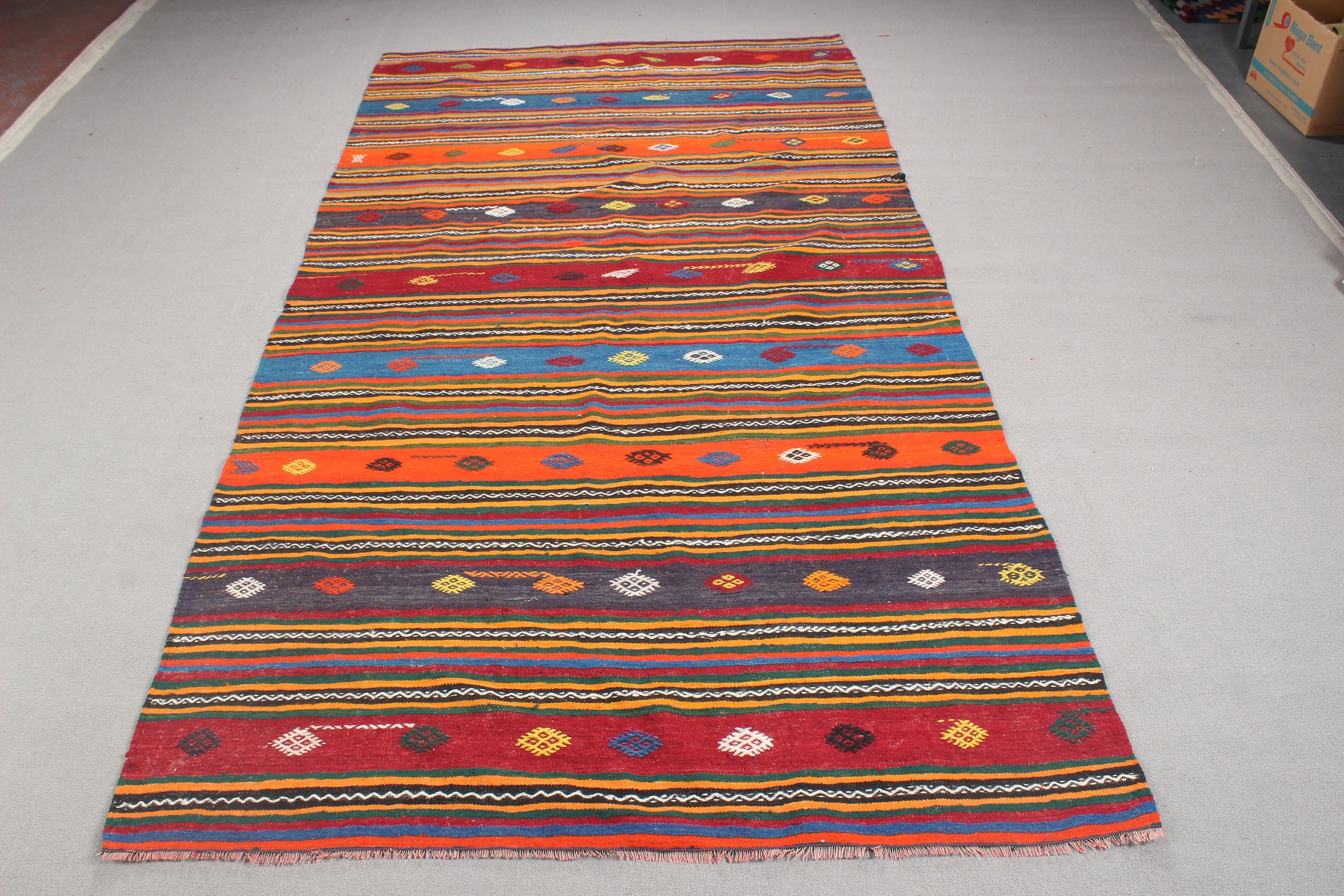 Kilim, Oryantal Halılar, Yemek Odası Halıları, 5,7x10,9 ft Büyük Halılar, Türk Halısı, Yatak Odası Halısı, Turuncu Yer Halıları, Vintage Halı