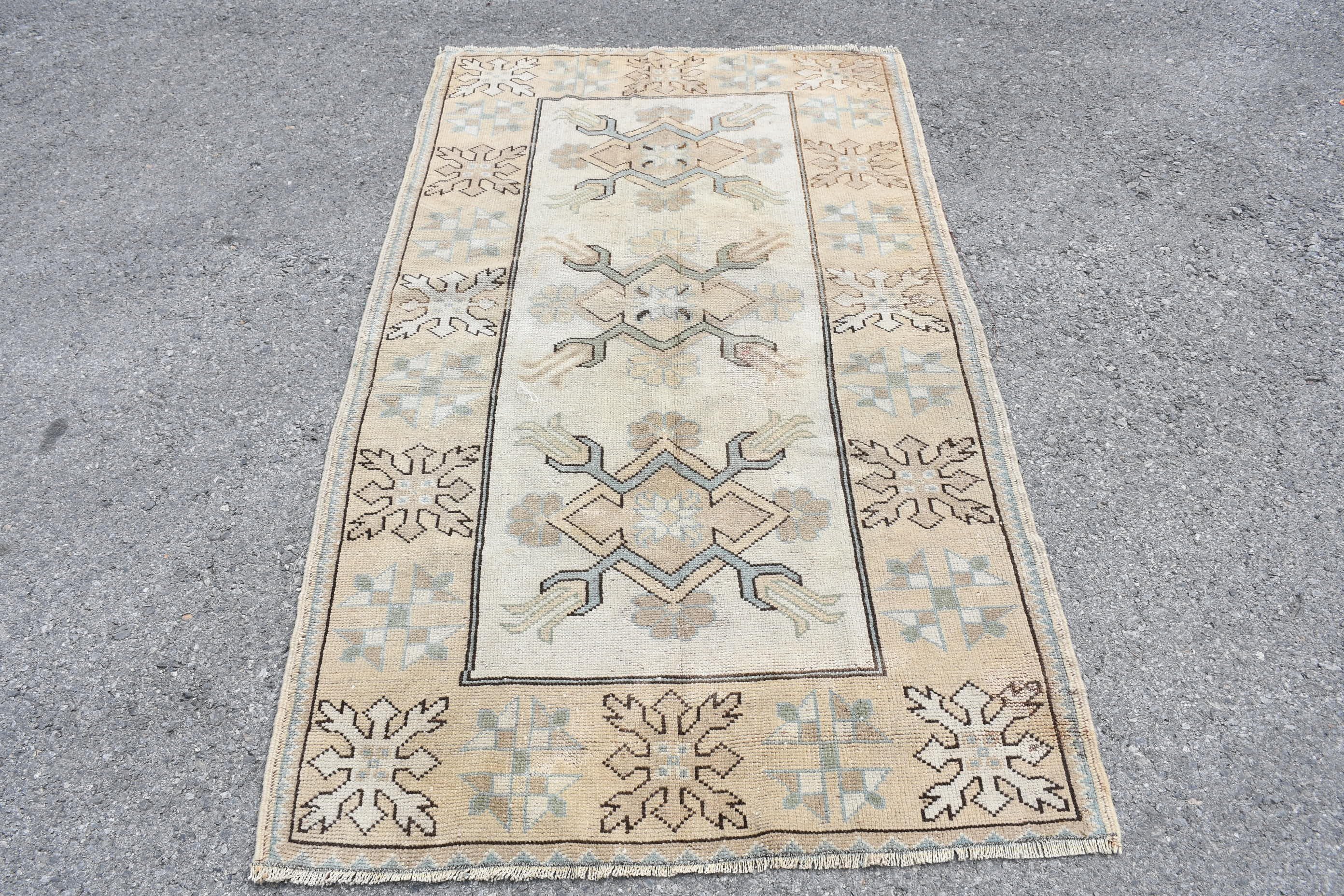 Turkish Rugs, Rugs for Kitchen, Bedroom Rug, Kitchen Rug, Outdoor Rugs, Beige Oushak Rugs, Vintage Rug, 3.4x6.1 ft Accent Rug, Oushak Rug