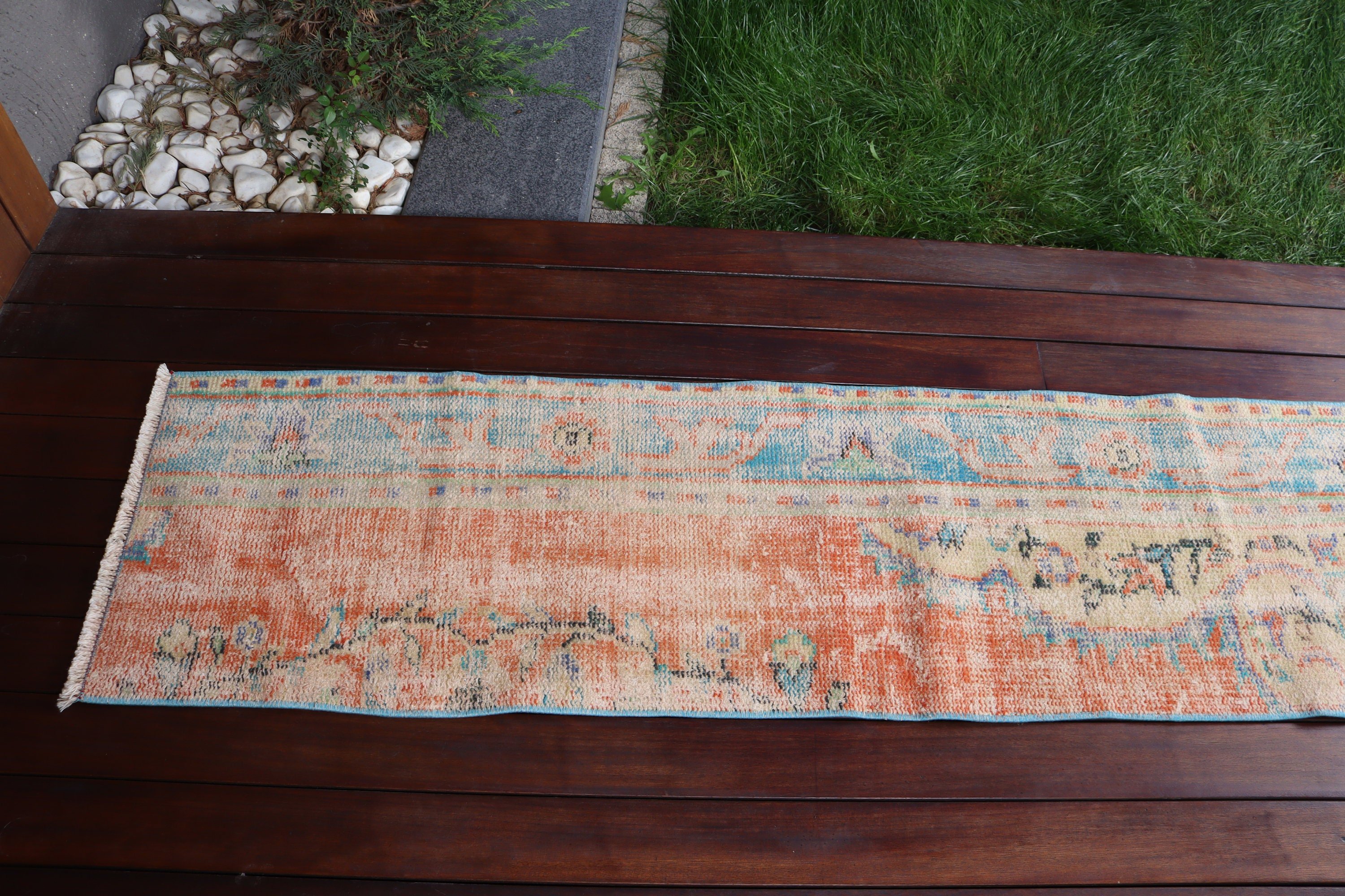 Turkish Rug, Orange Modern Rugs, Long Runner Rugs, Vintage Rugs, 1.5x6.2 ft Runner Rugs, Vintage Runner Rug, Oriental Rugs