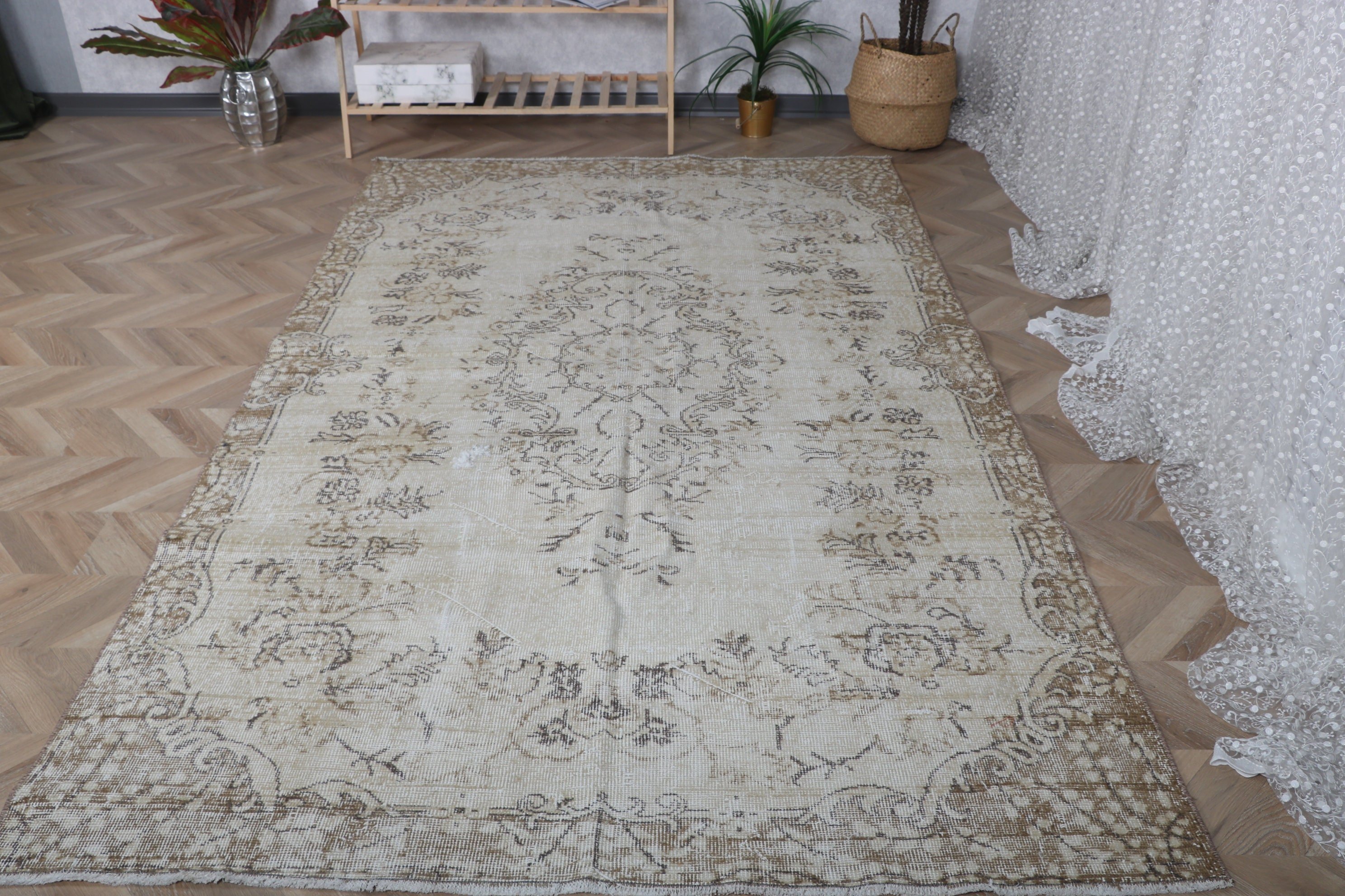 Türk Halısı, Nötr Halılar, Lüks Halı, Vintage Halılar, 5.3x9 ft Büyük Halı, Büyük Vintage Halılar, Büyük Vintage Halılar, Kahverengi Yatak Odası Halıları